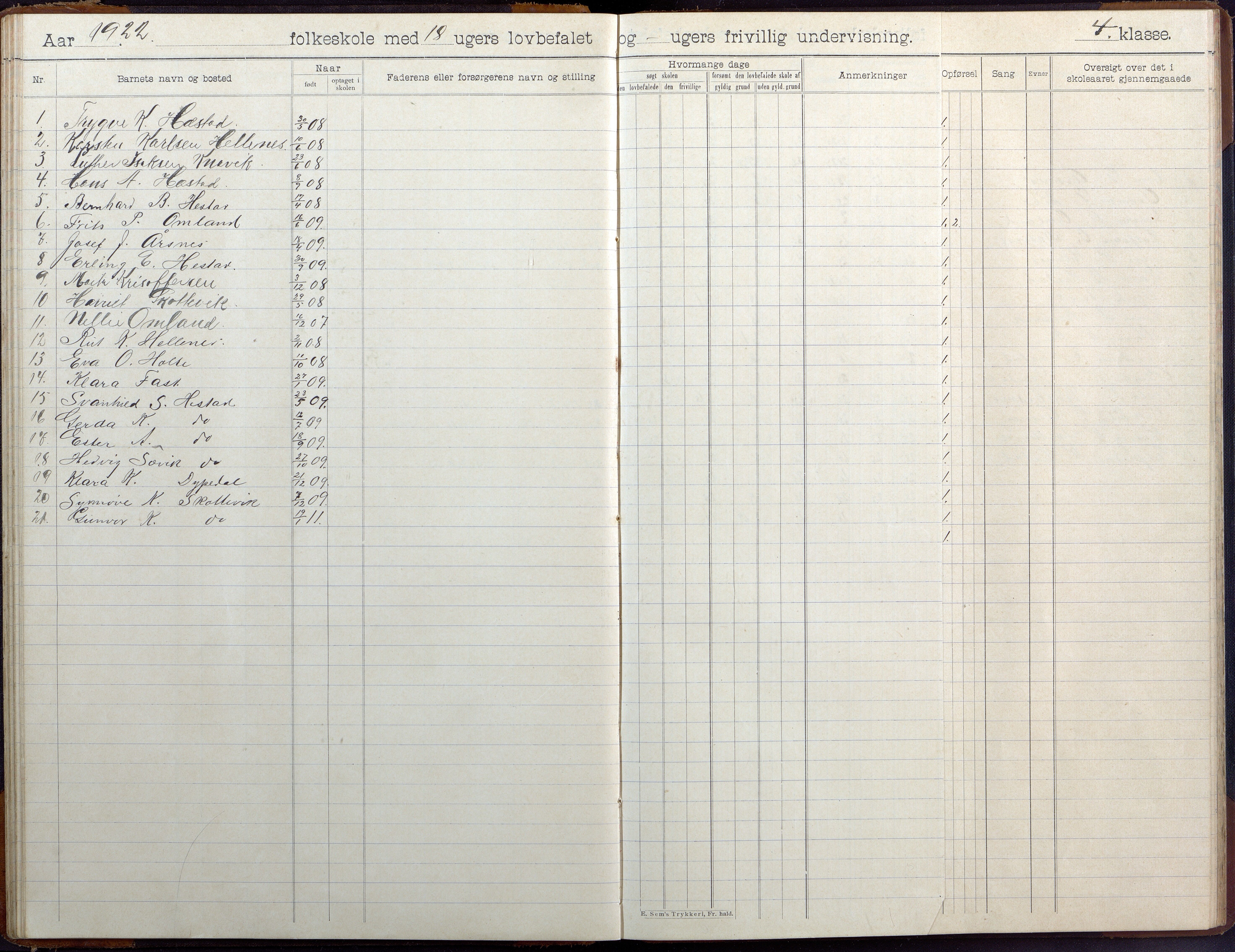 Høvåg kommune, AAKS/KA0927-PK/2/2/L0041: Ytre Årsnes og Ulvøysund - Skoleprotokoll (Ytre Årsnes, Hæstad), 1905-1929