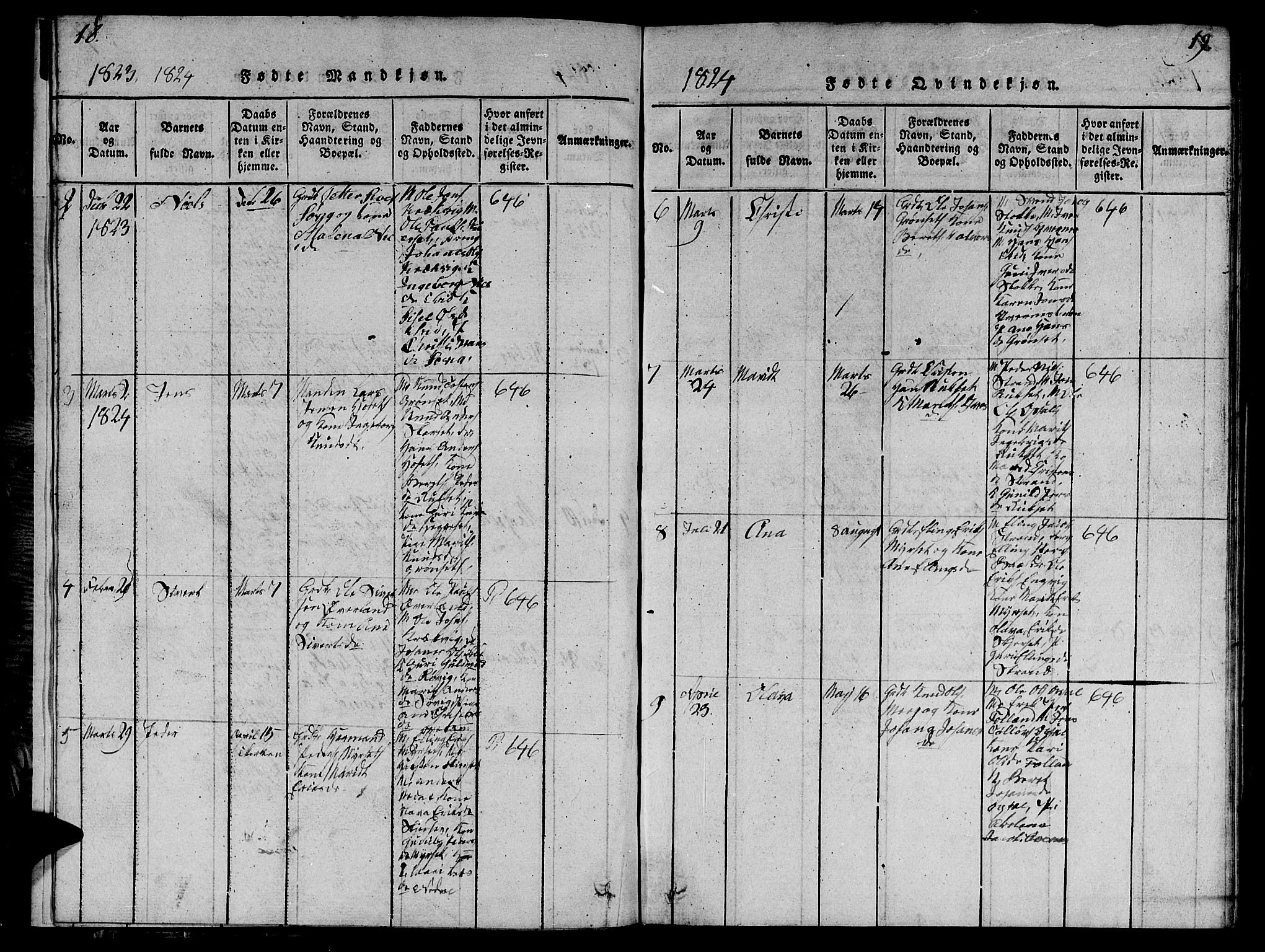 Ministerialprotokoller, klokkerbøker og fødselsregistre - Møre og Romsdal, SAT/A-1454/568/L0811: Parish register (copy) no. 568C01, 1819-1828, p. 18-19