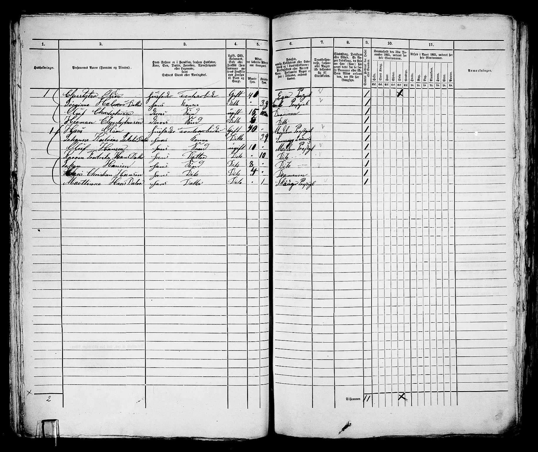 RA, 1865 census for Bragernes in Drammen, 1865, p. 108