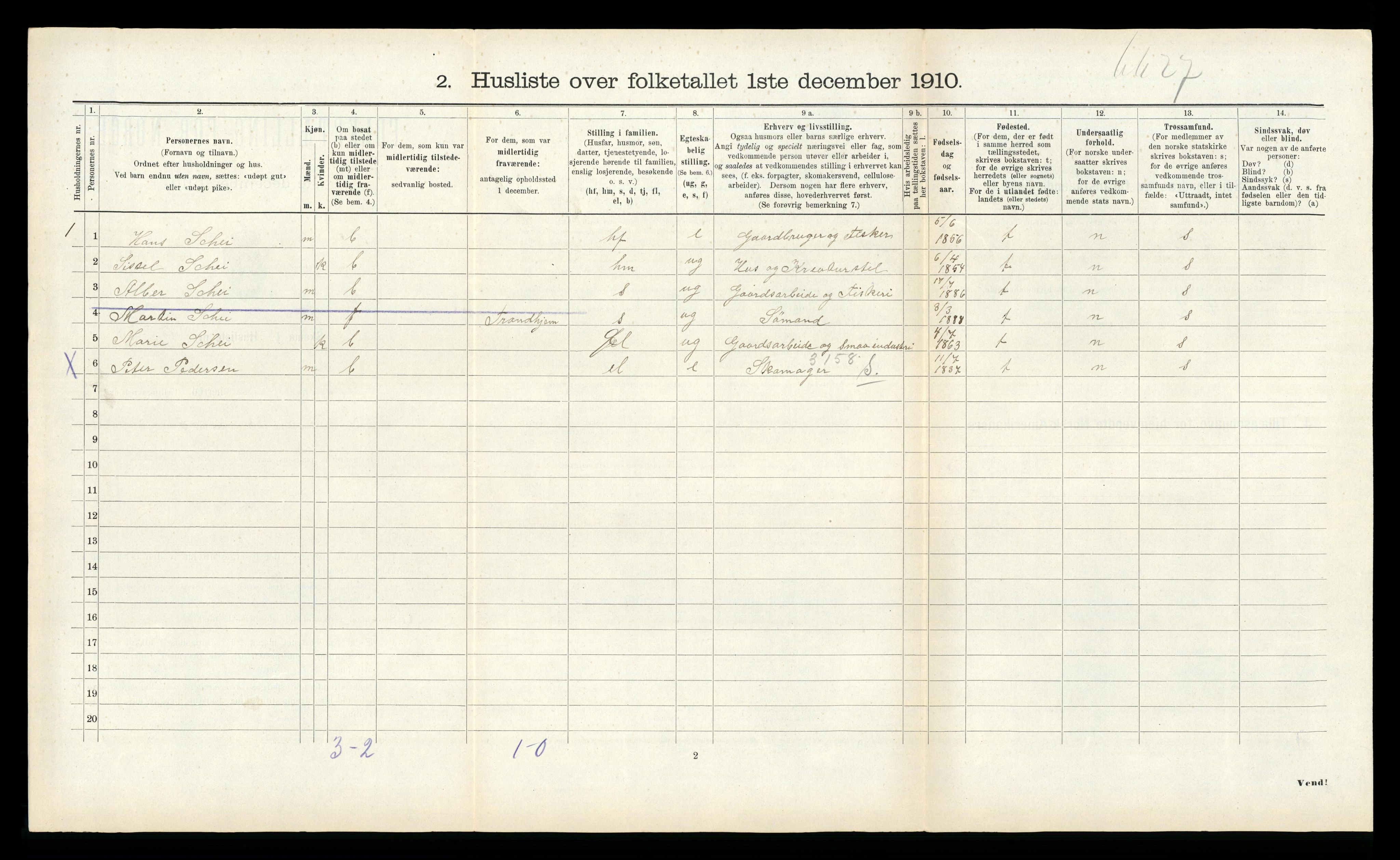 RA, 1910 census for Hitra, 1910, p. 650