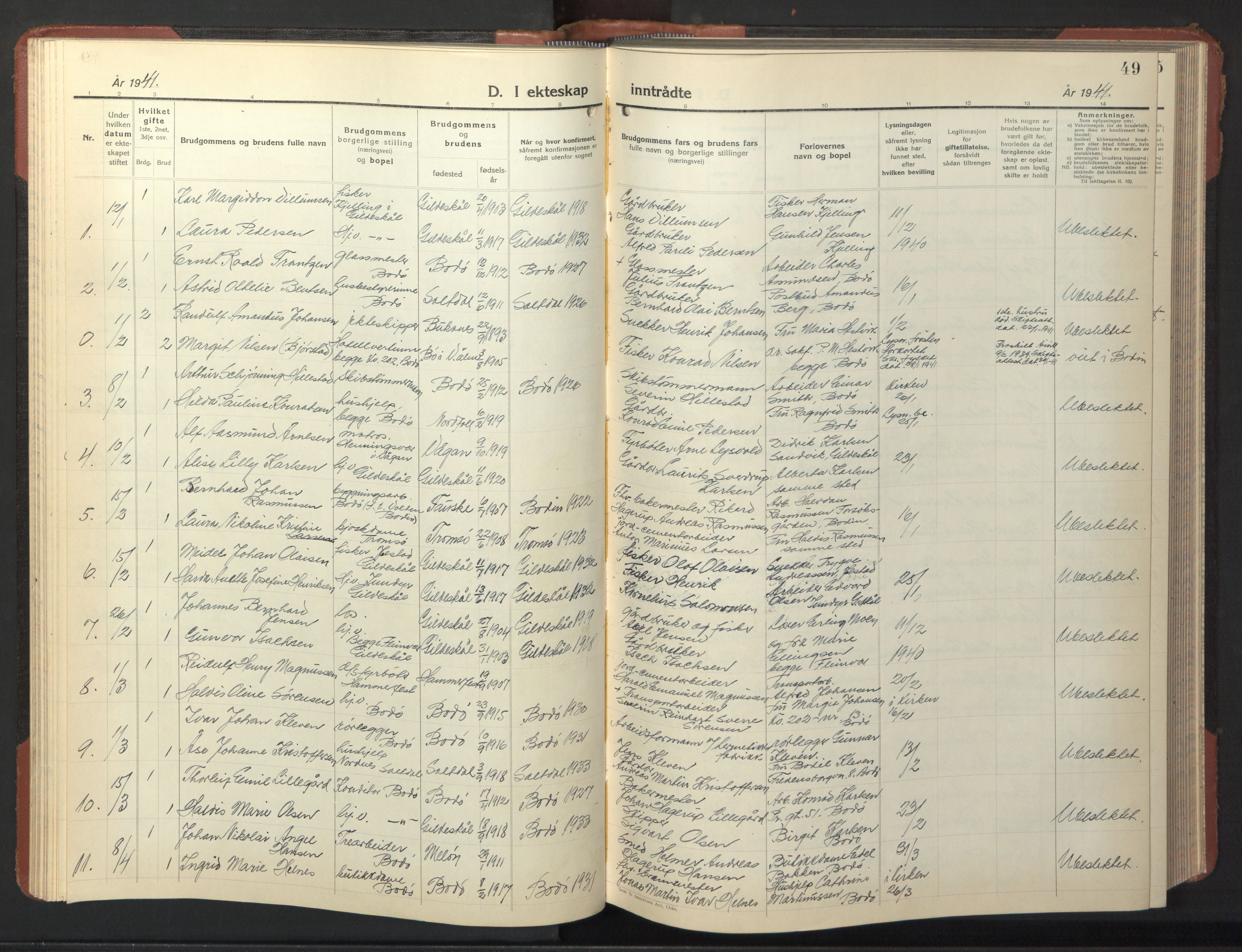 Ministerialprotokoller, klokkerbøker og fødselsregistre - Nordland, SAT/A-1459/801/L0038: Parish register (copy) no. 801C13, 1935-1951, p. 49
