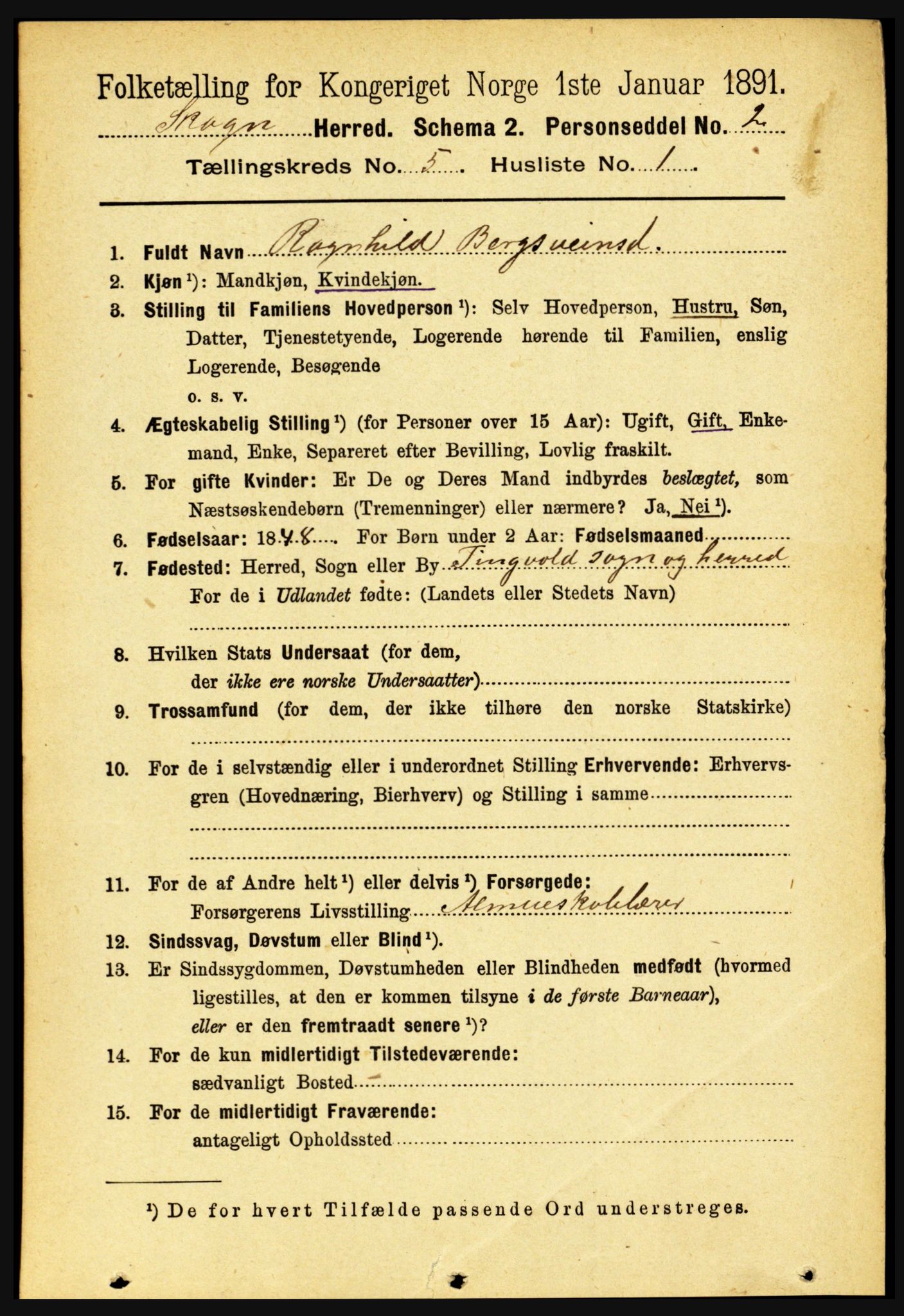 RA, 1891 census for 1719 Skogn, 1891, p. 2926