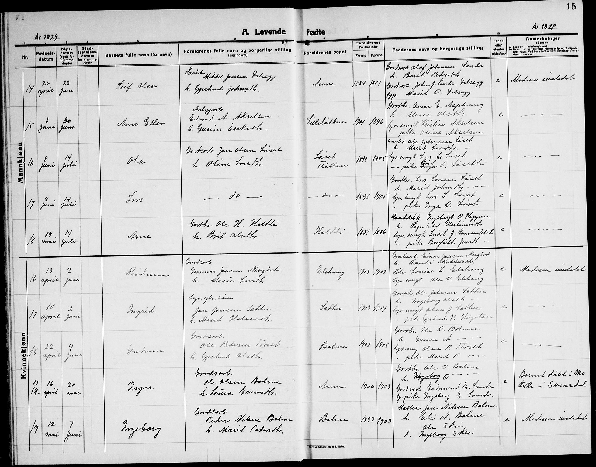 Ministerialprotokoller, klokkerbøker og fødselsregistre - Møre og Romsdal, AV/SAT-A-1454/598/L1080: Parish register (copy) no. 598C05, 1927-1944, p. 15