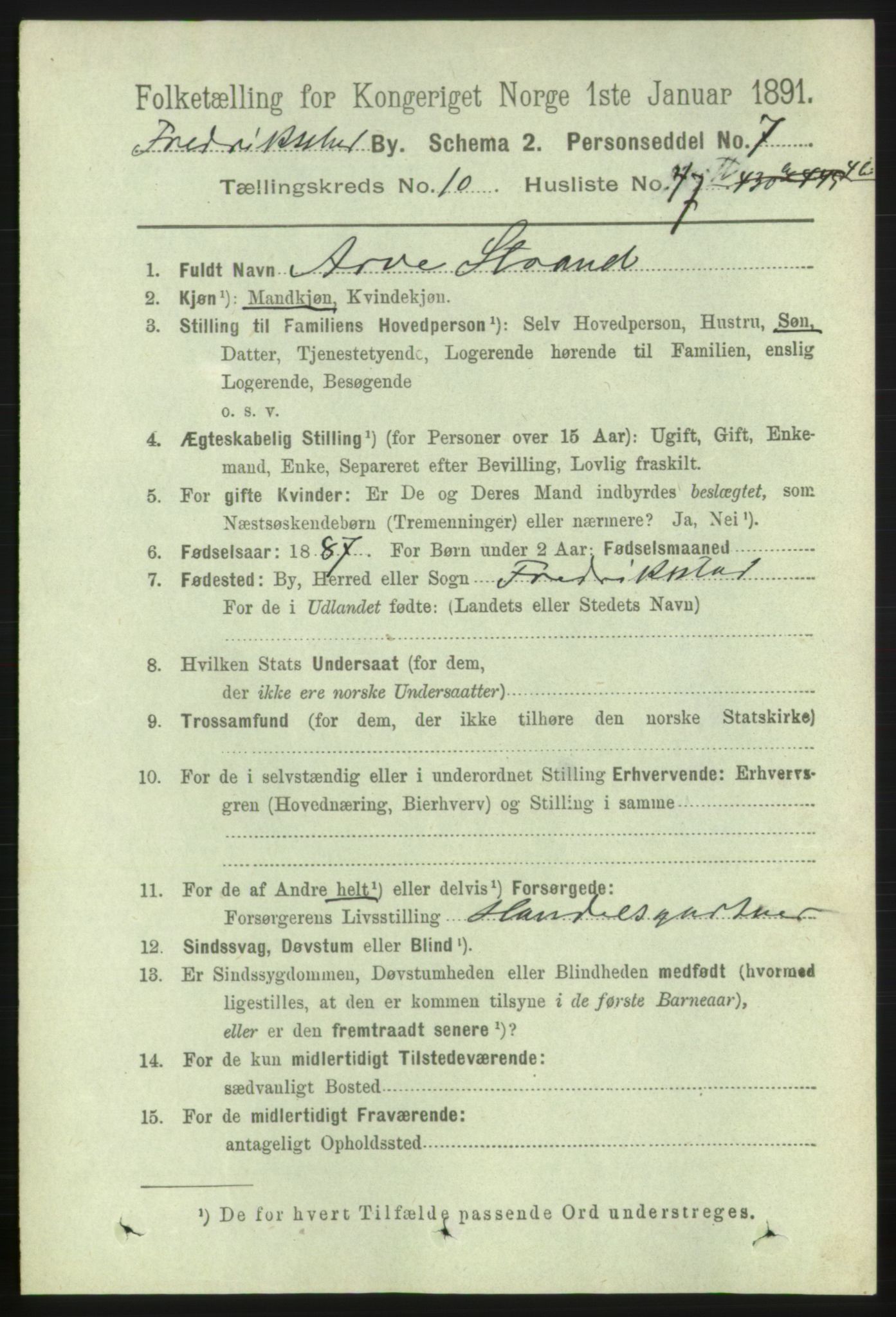 RA, 1891 census for 0103 Fredrikstad, 1891, p. 11975