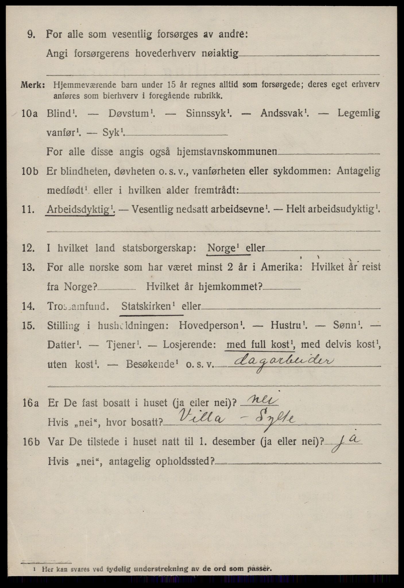 SAT, 1920 census for Sylte, 1920, p. 2606