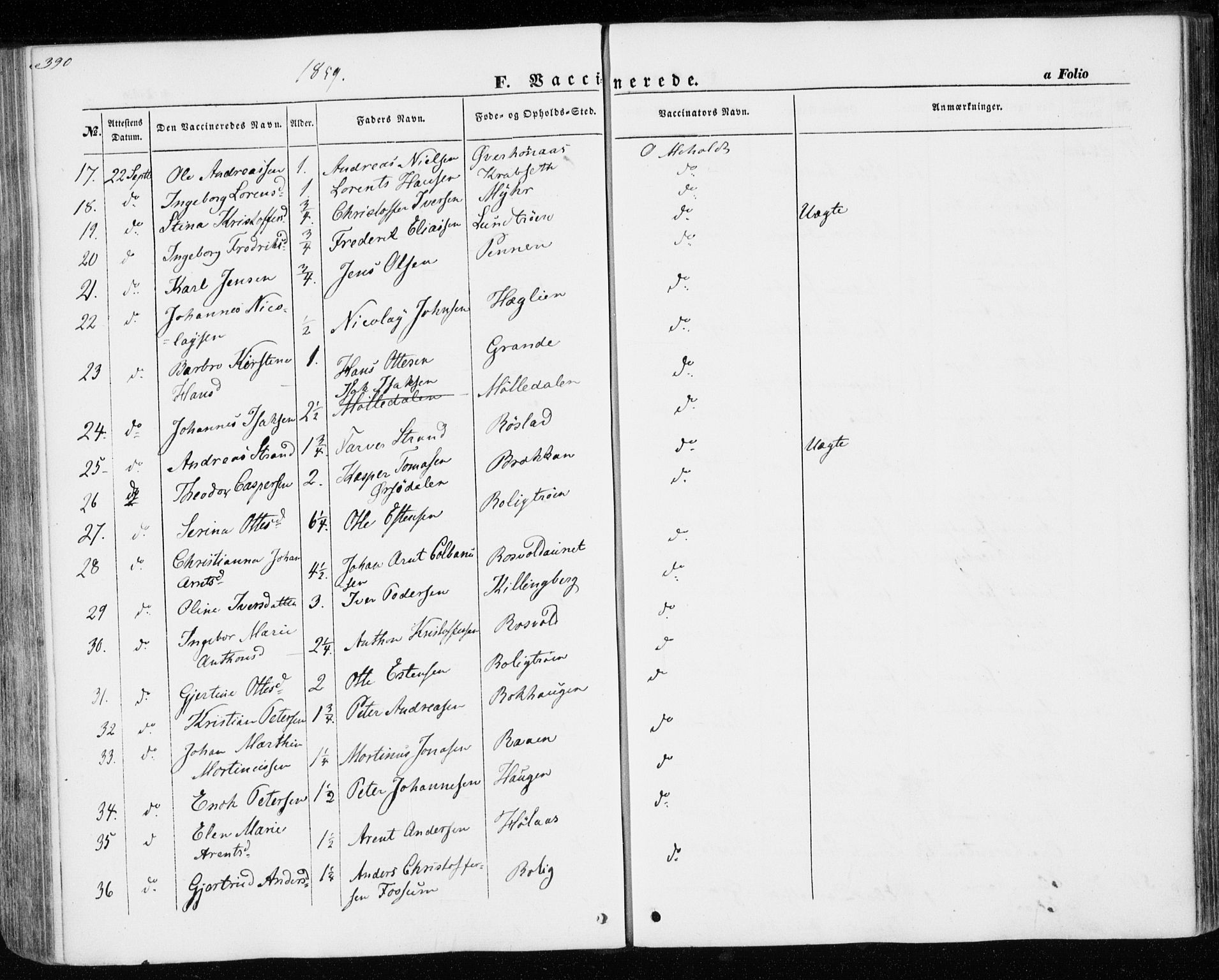 Ministerialprotokoller, klokkerbøker og fødselsregistre - Nord-Trøndelag, SAT/A-1458/701/L0008: Parish register (official) no. 701A08 /1, 1854-1863, p. 390