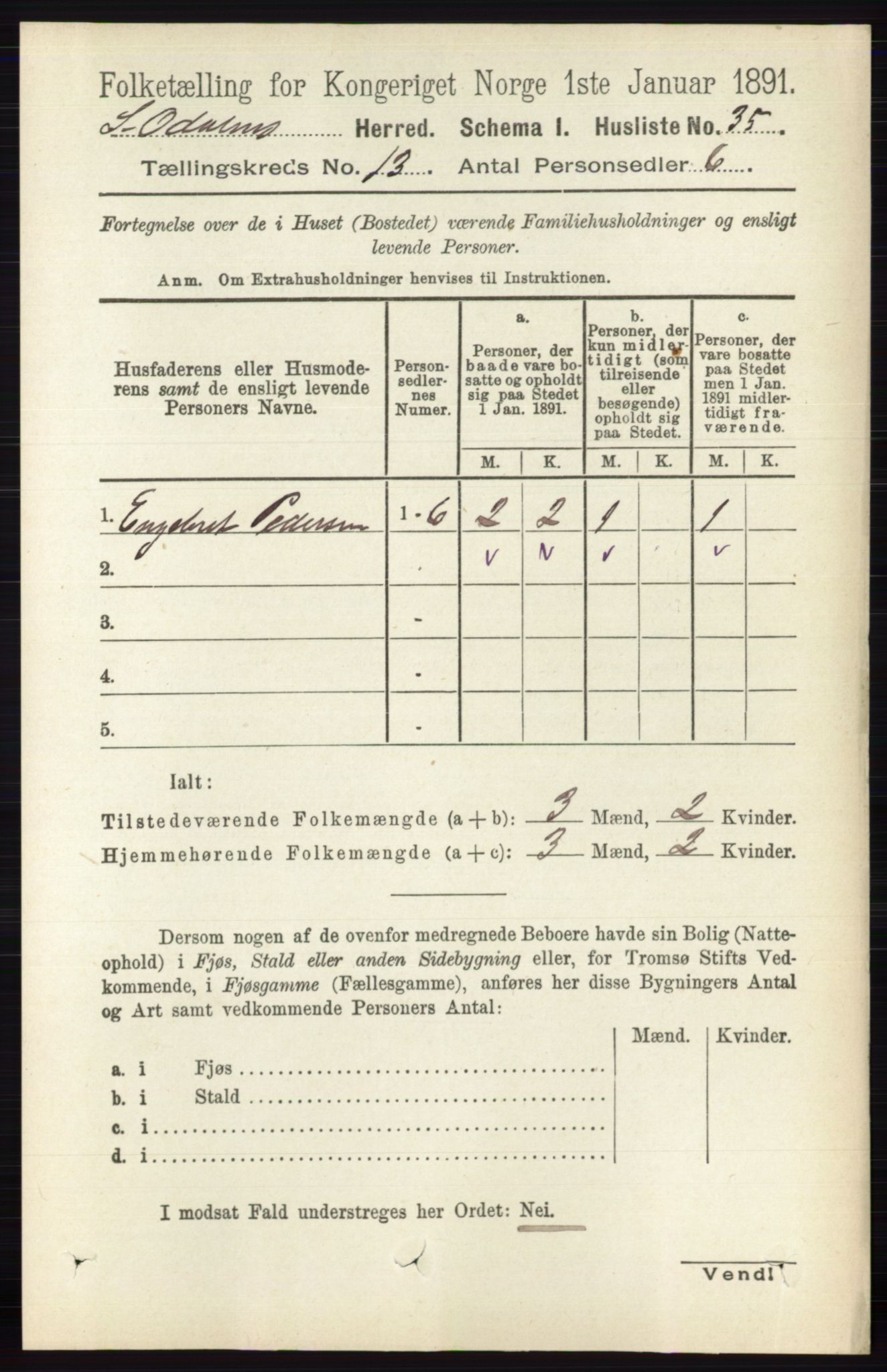 RA, 1891 census for 0419 Sør-Odal, 1891, p. 5541