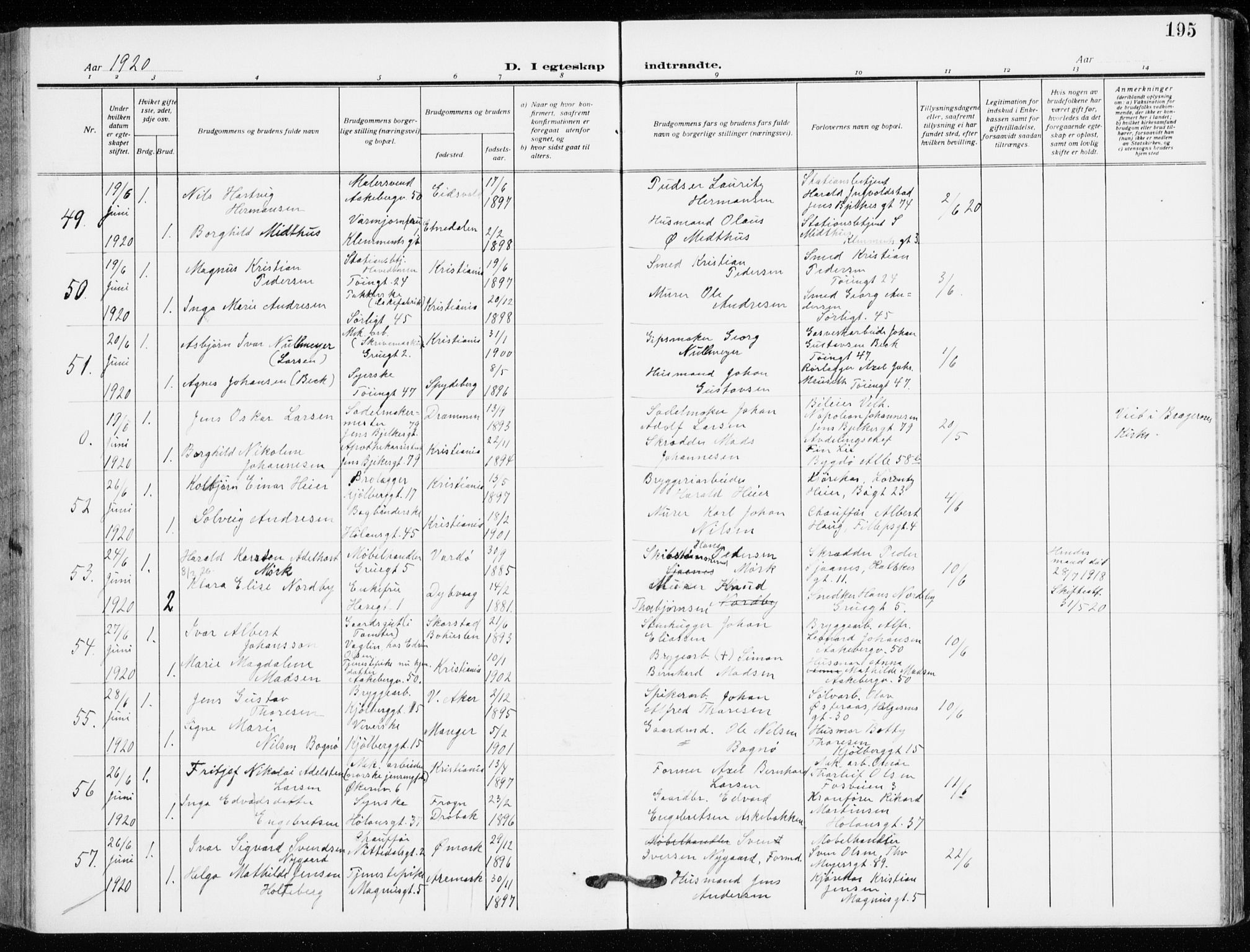Kampen prestekontor Kirkebøker, SAO/A-10853/F/Fa/L0013: Parish register (official) no. I 13, 1917-1922, p. 195