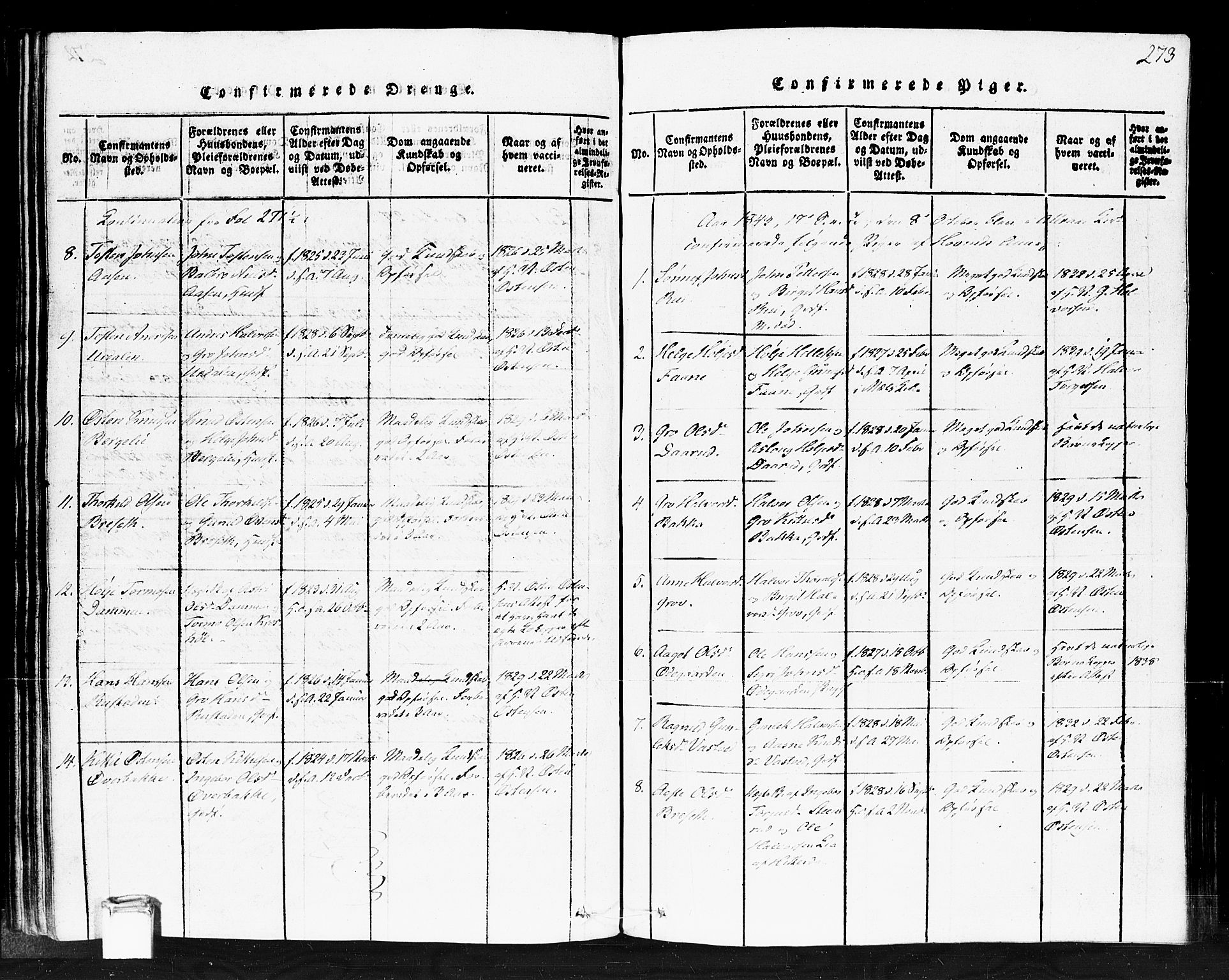 Gransherad kirkebøker, SAKO/A-267/F/Fb/L0002: Parish register (official) no. II 2, 1815-1843, p. 273