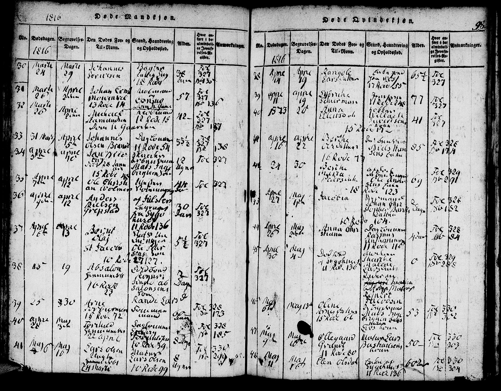 Domkirken sokneprestembete, AV/SAB-A-74801/H/Hab/L0001: Parish register (copy) no. A 1, 1816-1821, p. 98