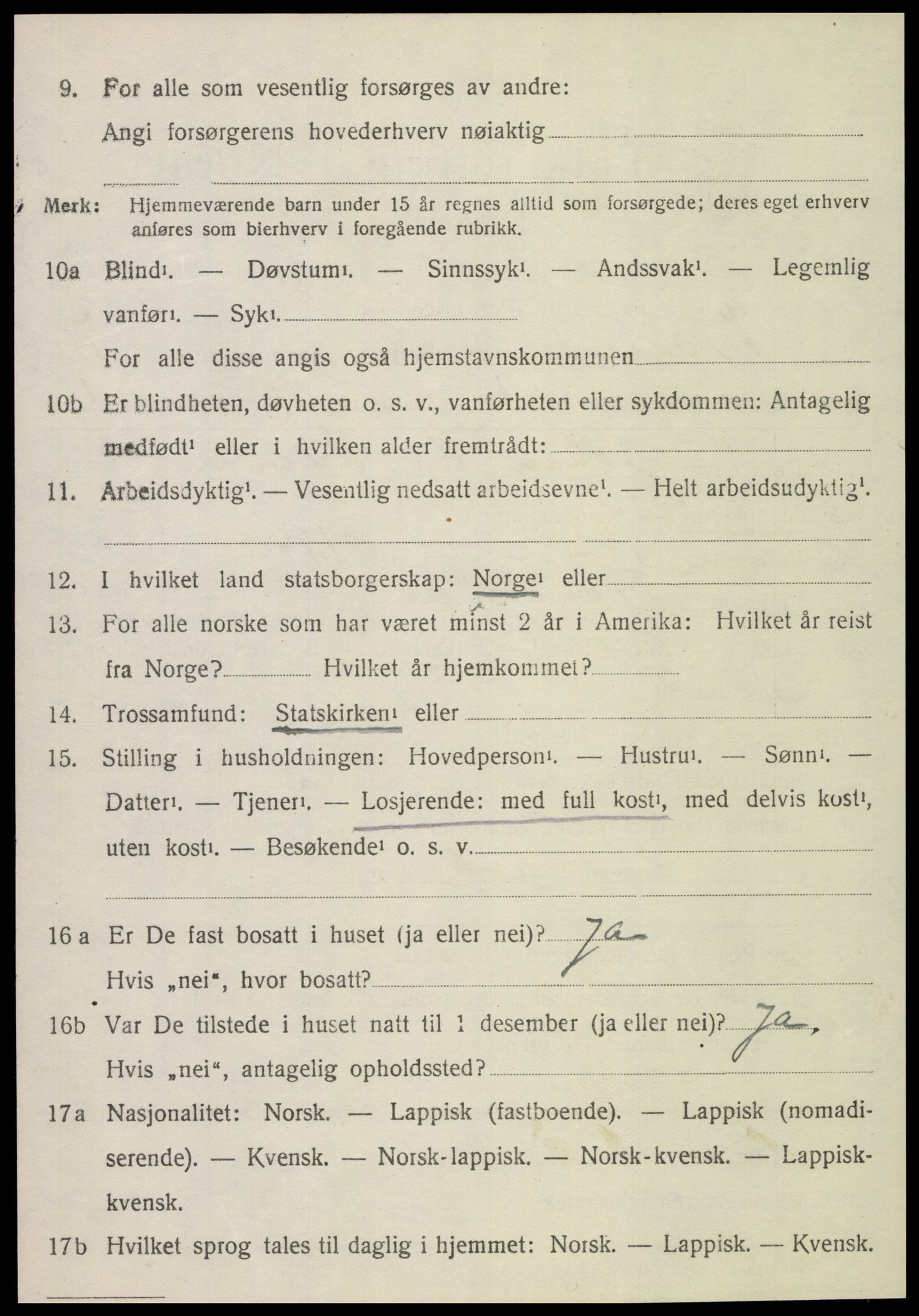 SAT, 1920 census for Kvam, 1920, p. 1810