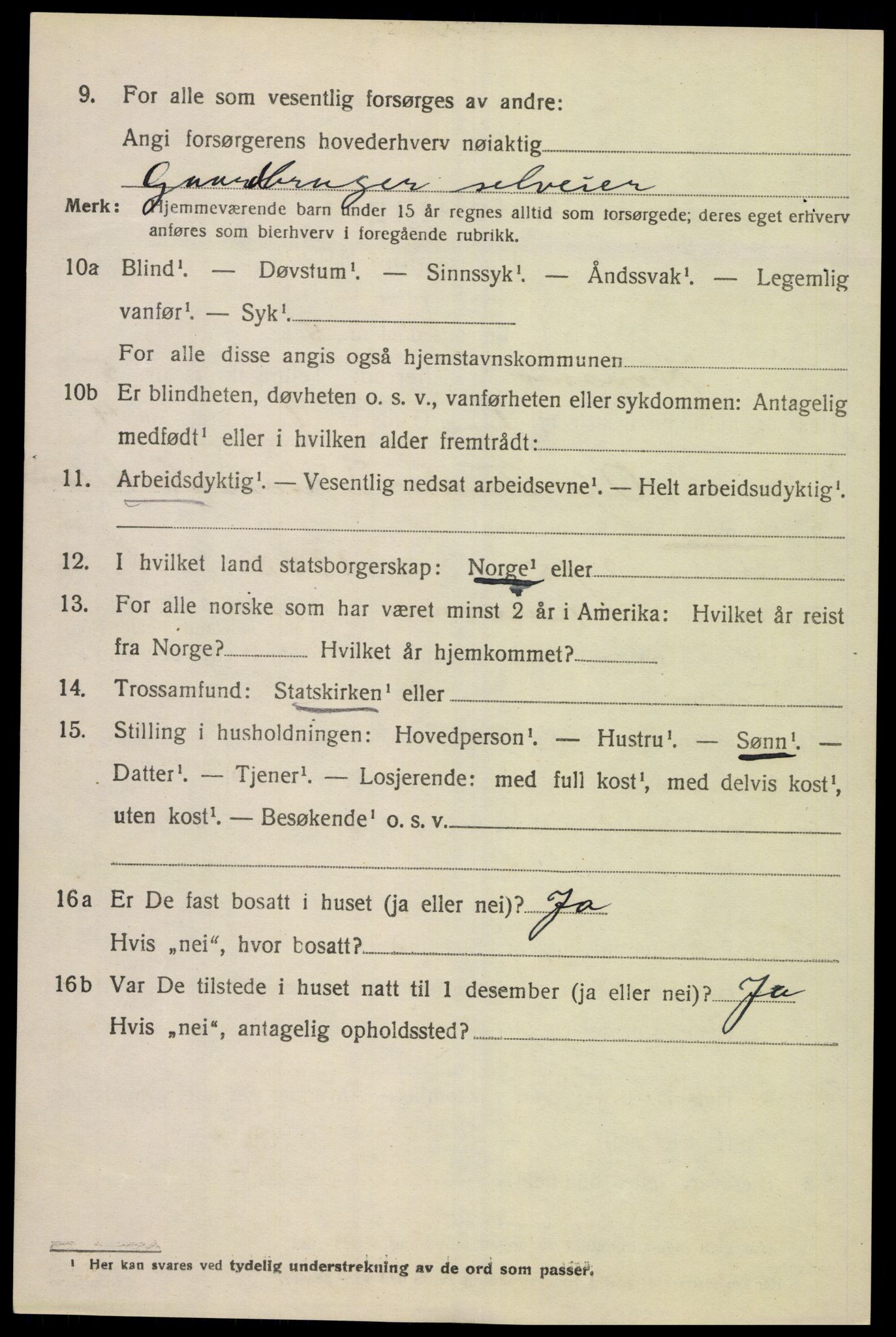 SAK, 1920 census for Konsmo, 1920, p. 1273