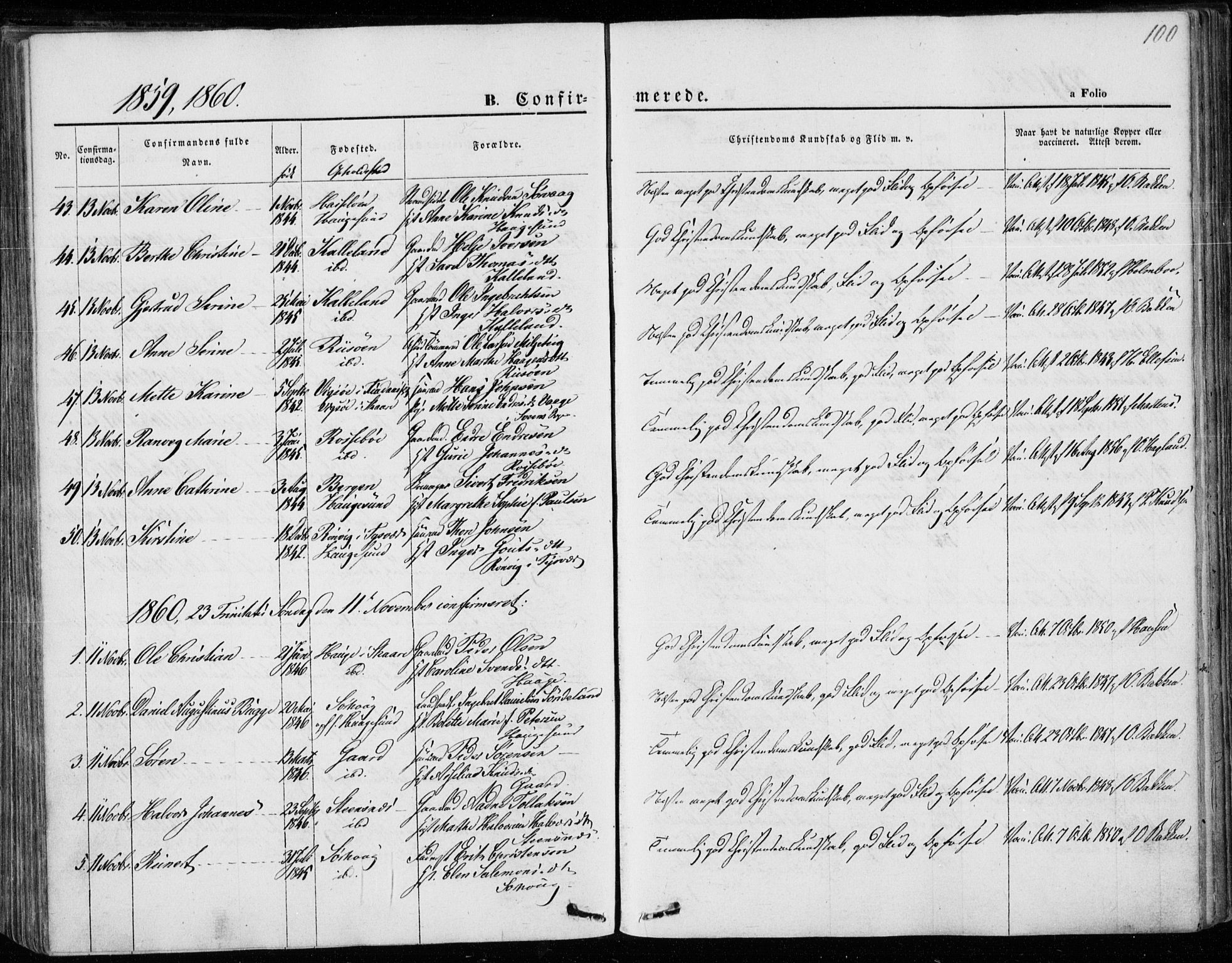 Torvastad sokneprestkontor, AV/SAST-A -101857/H/Ha/Haa/L0011: Parish register (official) no. A 11, 1857-1866, p. 100