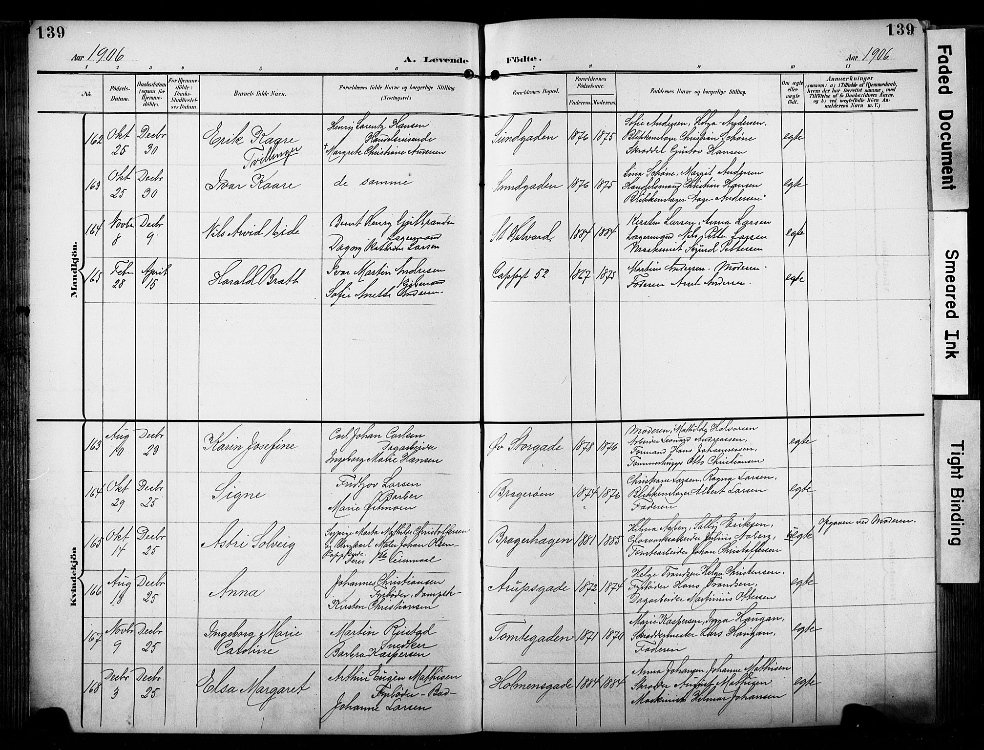 Bragernes kirkebøker, AV/SAKO-A-6/F/Fb/L0009: Parish register (official) no. II 9, 1902-1911, p. 139