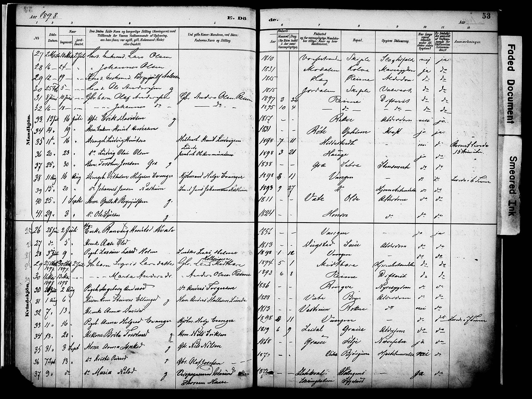 Voss sokneprestembete, AV/SAB-A-79001/H/Haa: Parish register (official) no. A 22, 1887-1909, p. 53