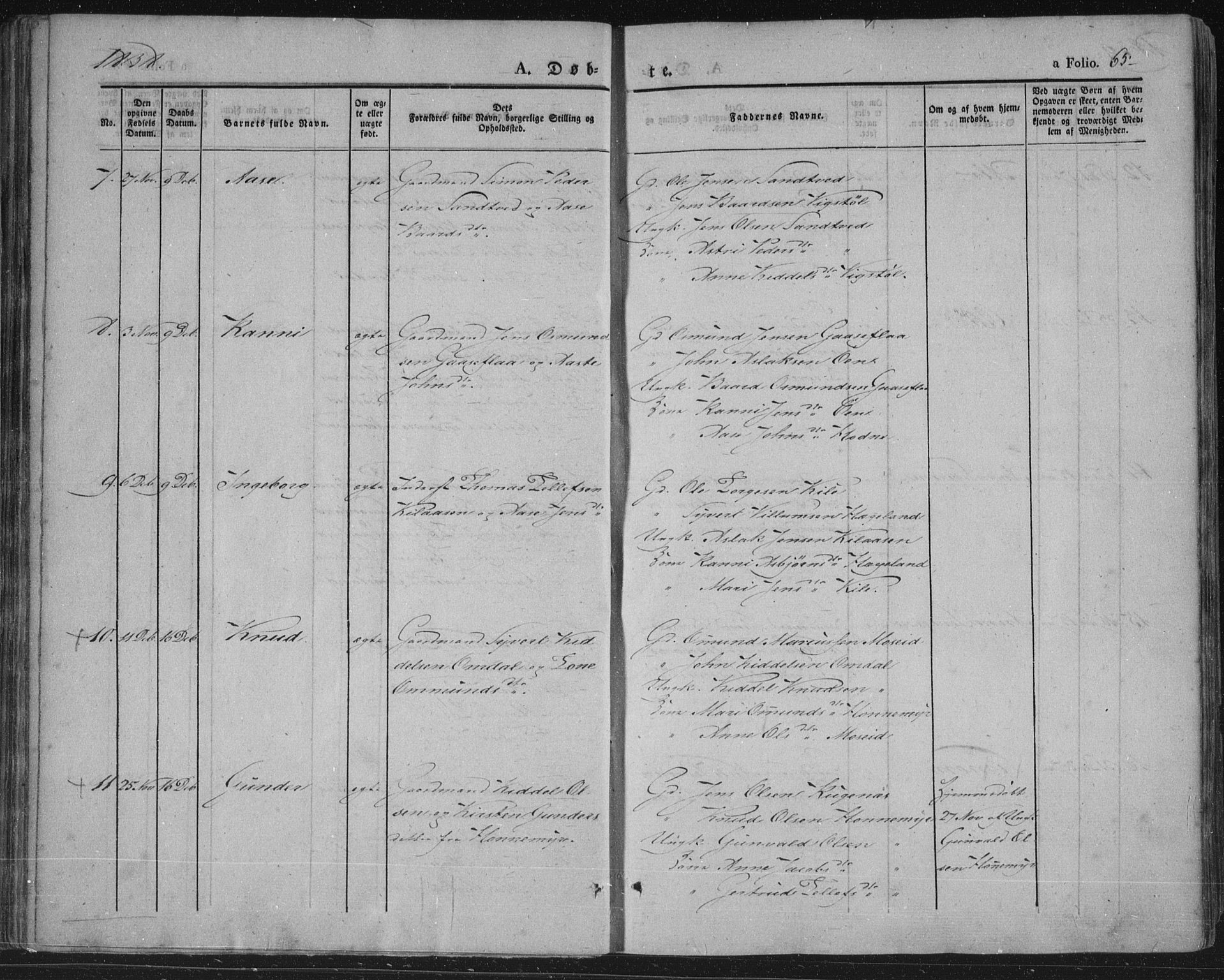 Vennesla sokneprestkontor, AV/SAK-1111-0045/Fa/Fac/L0004: Parish register (official) no. A 4, 1834-1855, p. 65