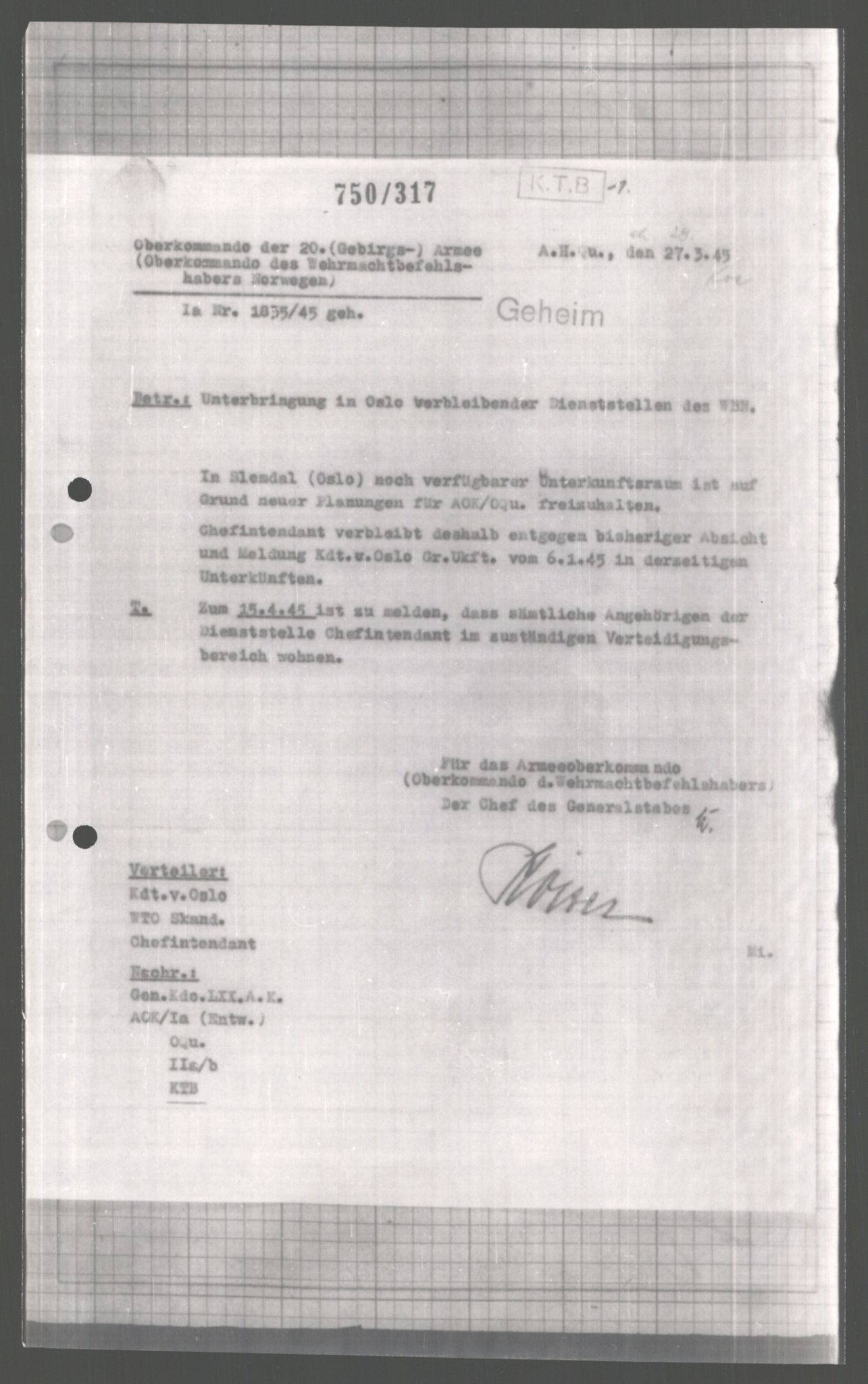 Forsvarets Overkommando. 2 kontor. Arkiv 11.4. Spredte tyske arkivsaker, AV/RA-RAFA-7031/D/Dar/Dara/L0004: Krigsdagbøker for 20. Gebirgs-Armee-Oberkommando (AOK 20), 1945, p. 276