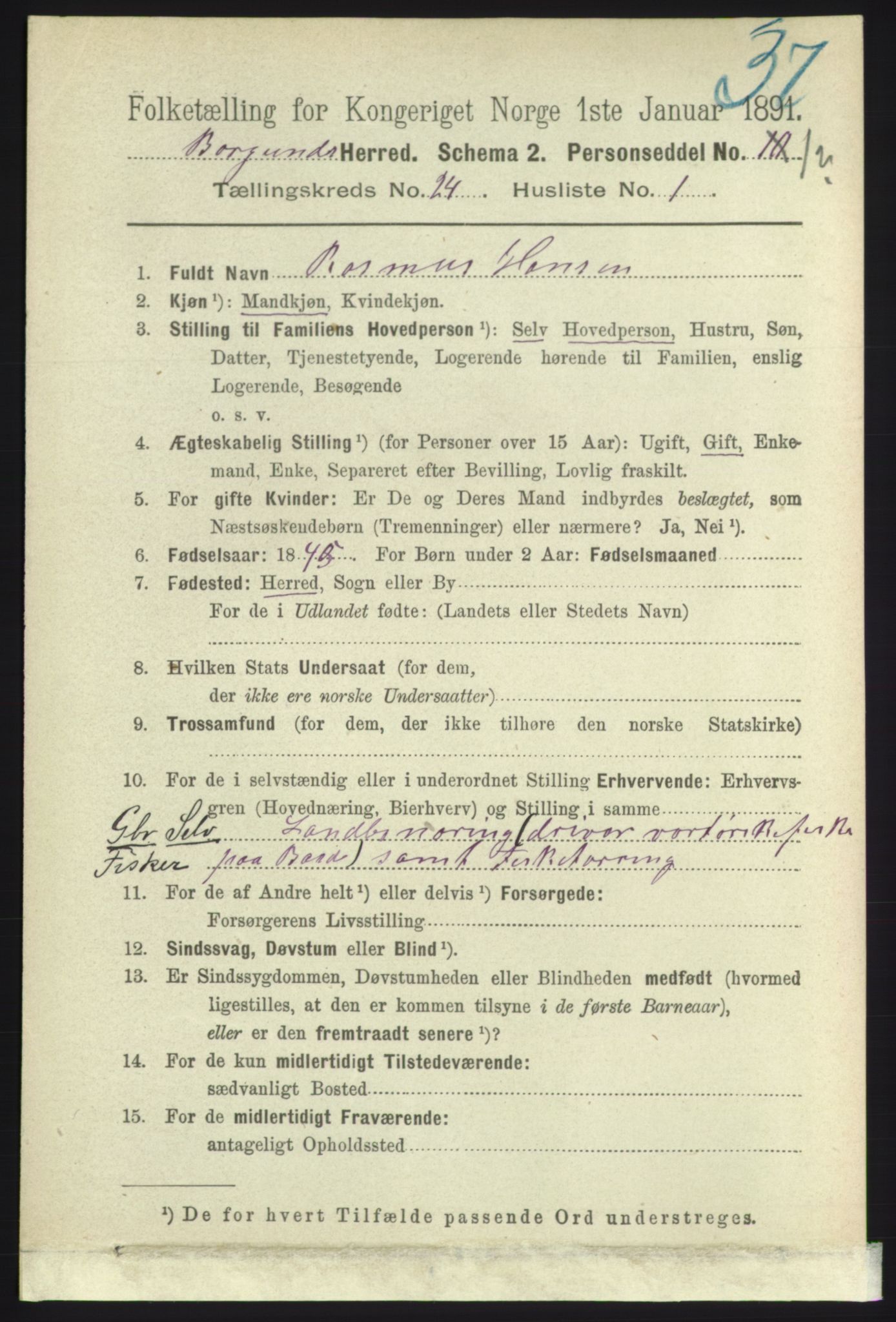 RA, 1891 census for 1531 Borgund, 1891, p. 7102