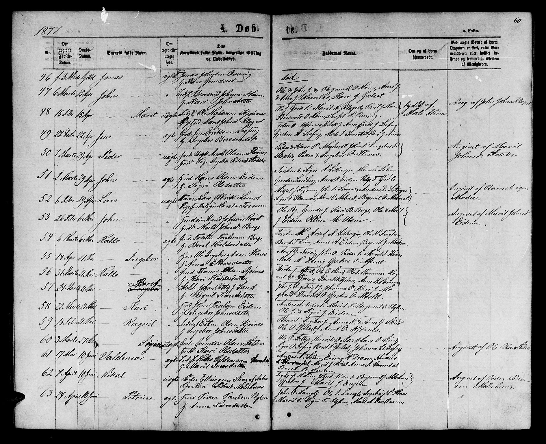 Ministerialprotokoller, klokkerbøker og fødselsregistre - Sør-Trøndelag, AV/SAT-A-1456/695/L1156: Parish register (copy) no. 695C07, 1869-1888, p. 60