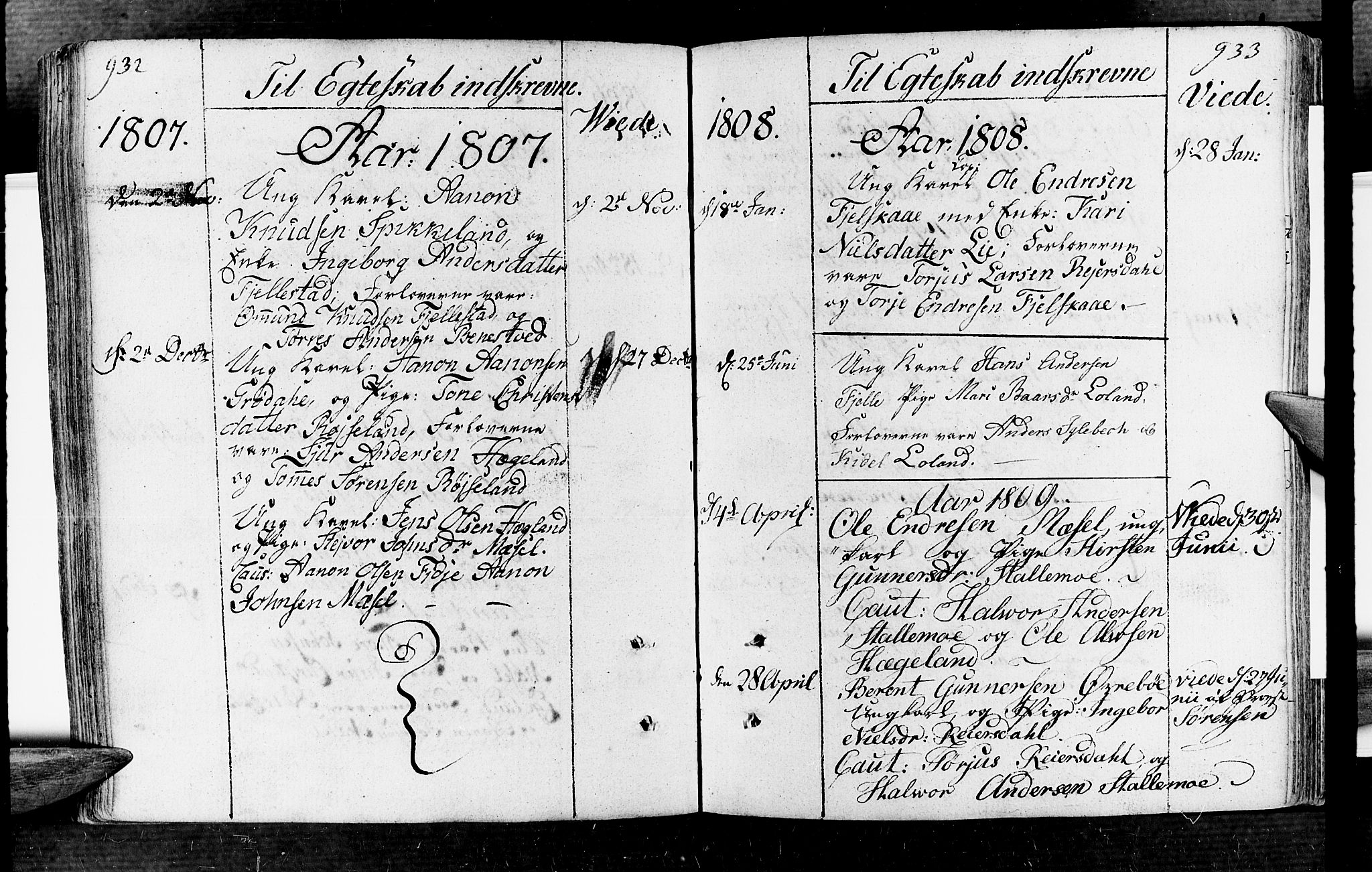 Vennesla sokneprestkontor, AV/SAK-1111-0045/Fa/Fac/L0002: Parish register (official) no. A 2, 1785-1834, p. 932-933