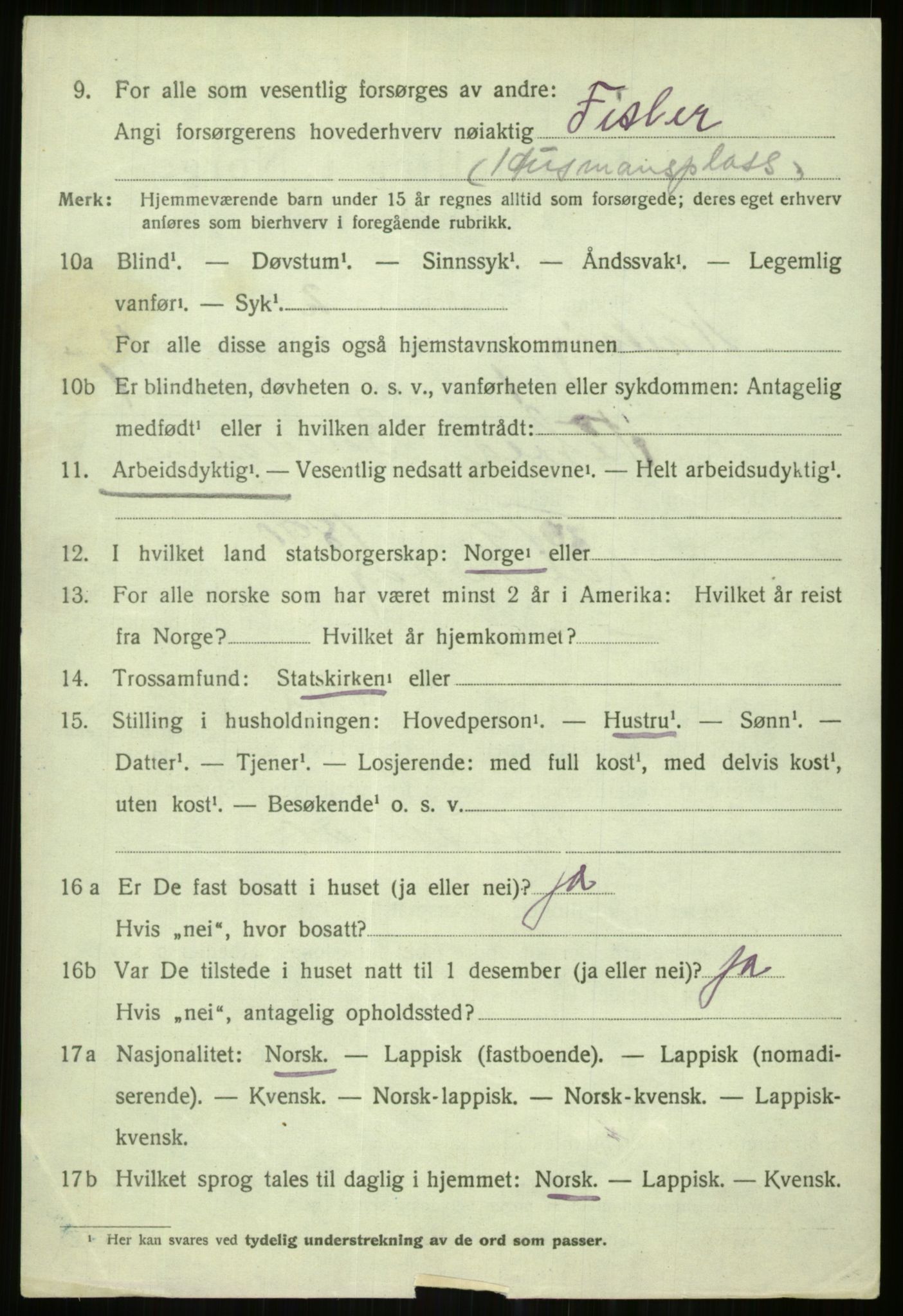 SATØ, 1920 census for Karlsøy, 1920, p. 4459