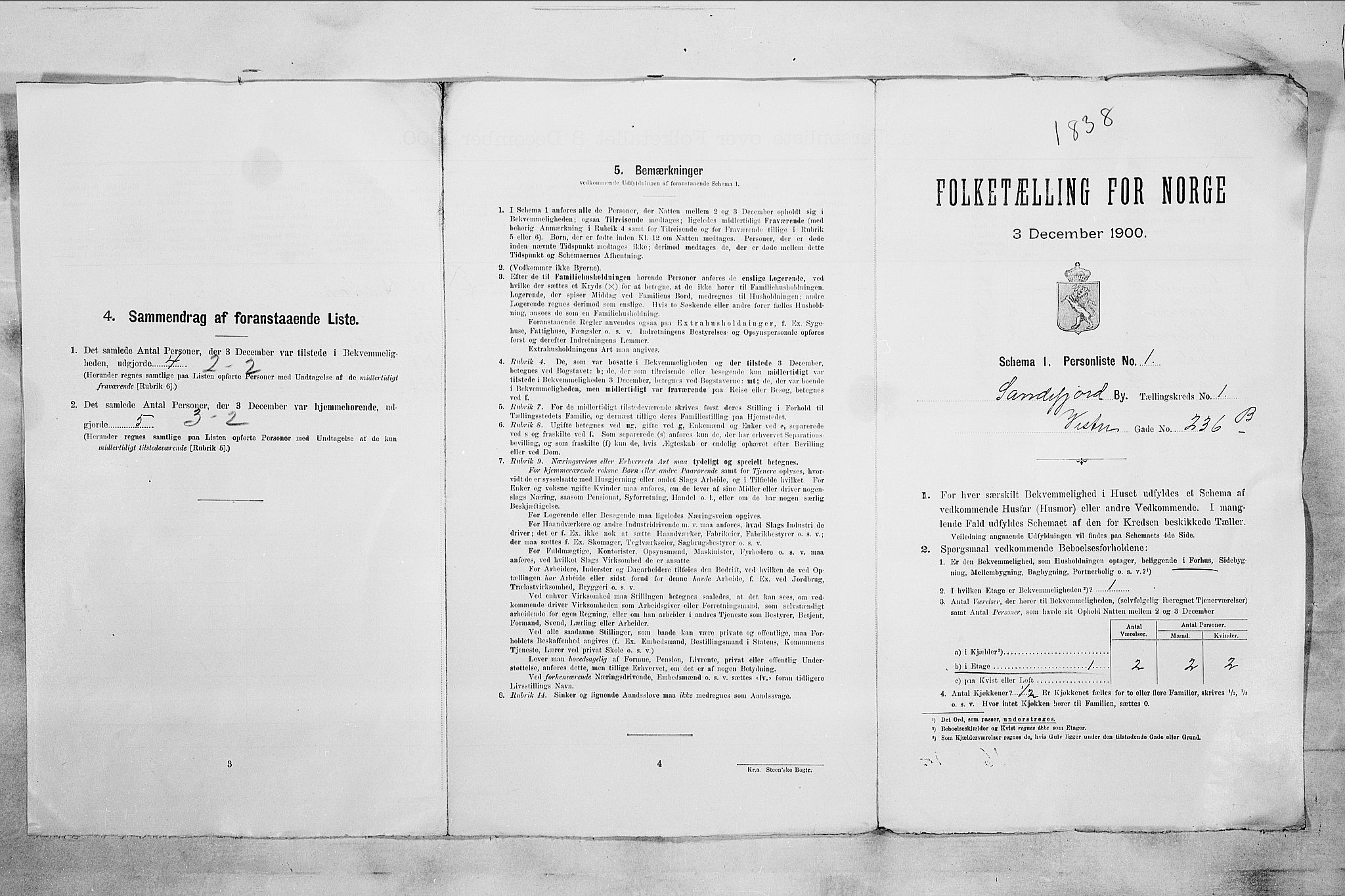 RA, 1900 census for Sandefjord, 1900, p. 30