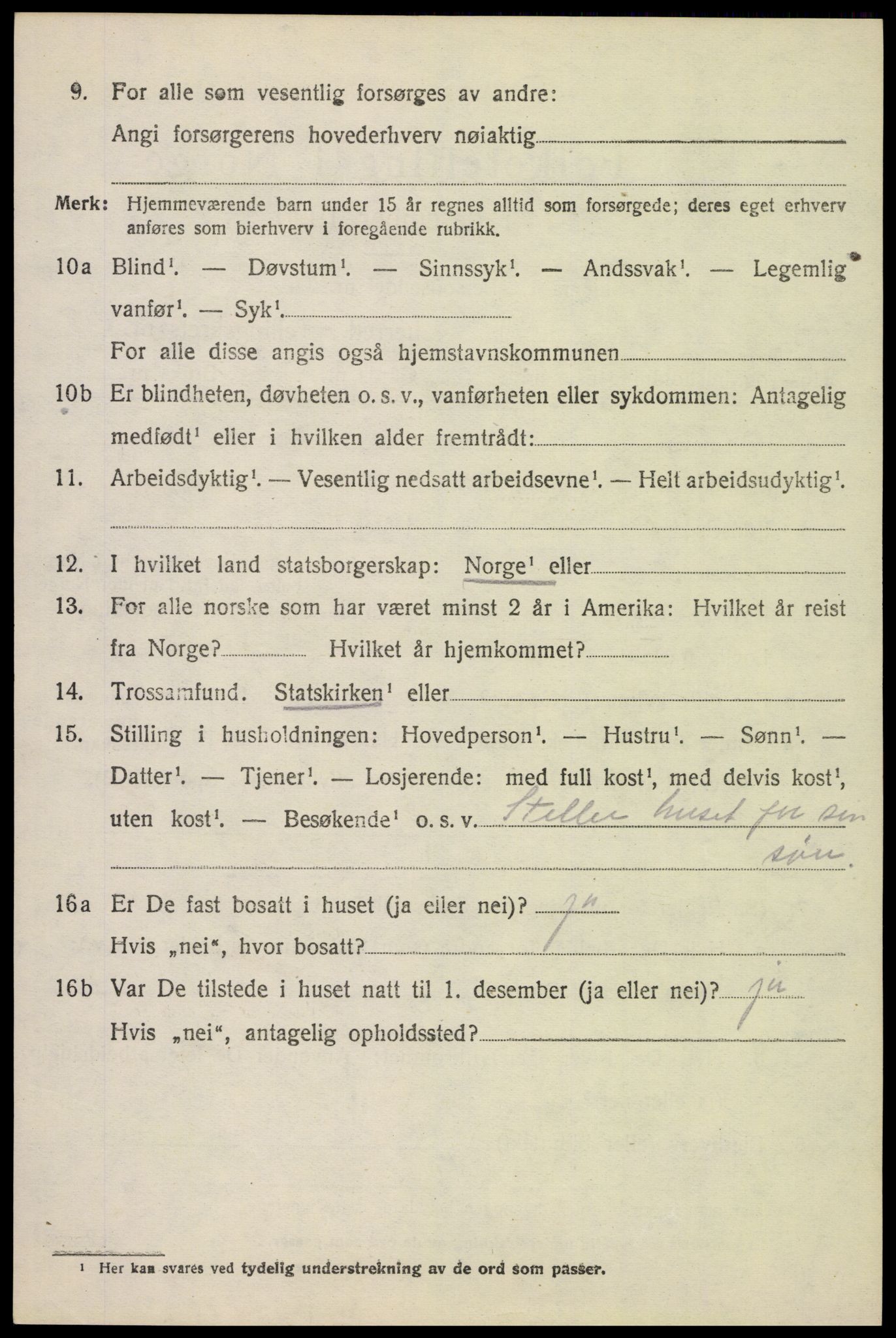 SAH, 1920 census for Stange, 1920, p. 15156