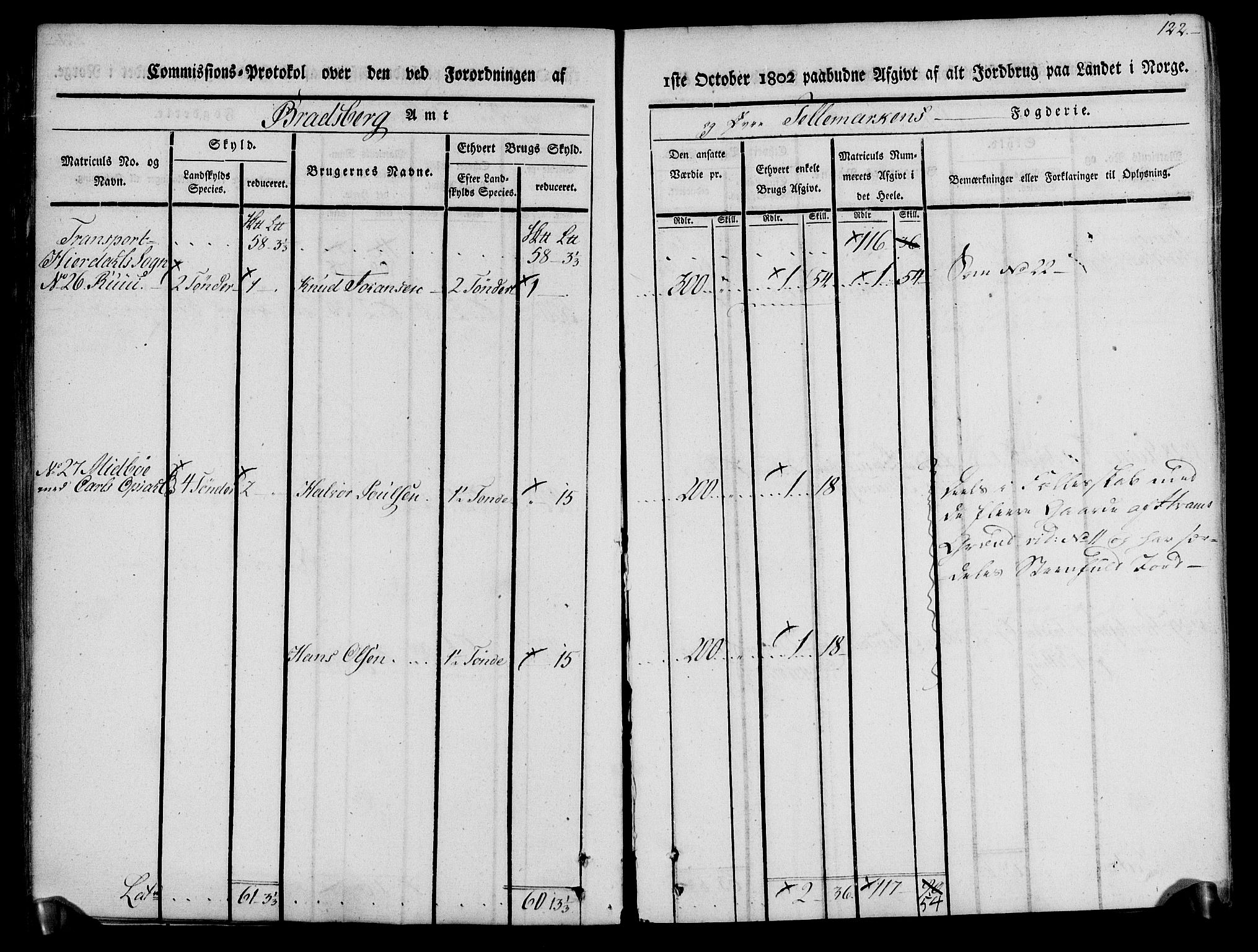 Rentekammeret inntil 1814, Realistisk ordnet avdeling, AV/RA-EA-4070/N/Ne/Nea/L0074: Øvre Telemarken fogderi. Kommisjonsprotokoll for fogderiets østre del - Tinn, Hjartdal og Seljord prestegjeld., 1803, p. 122