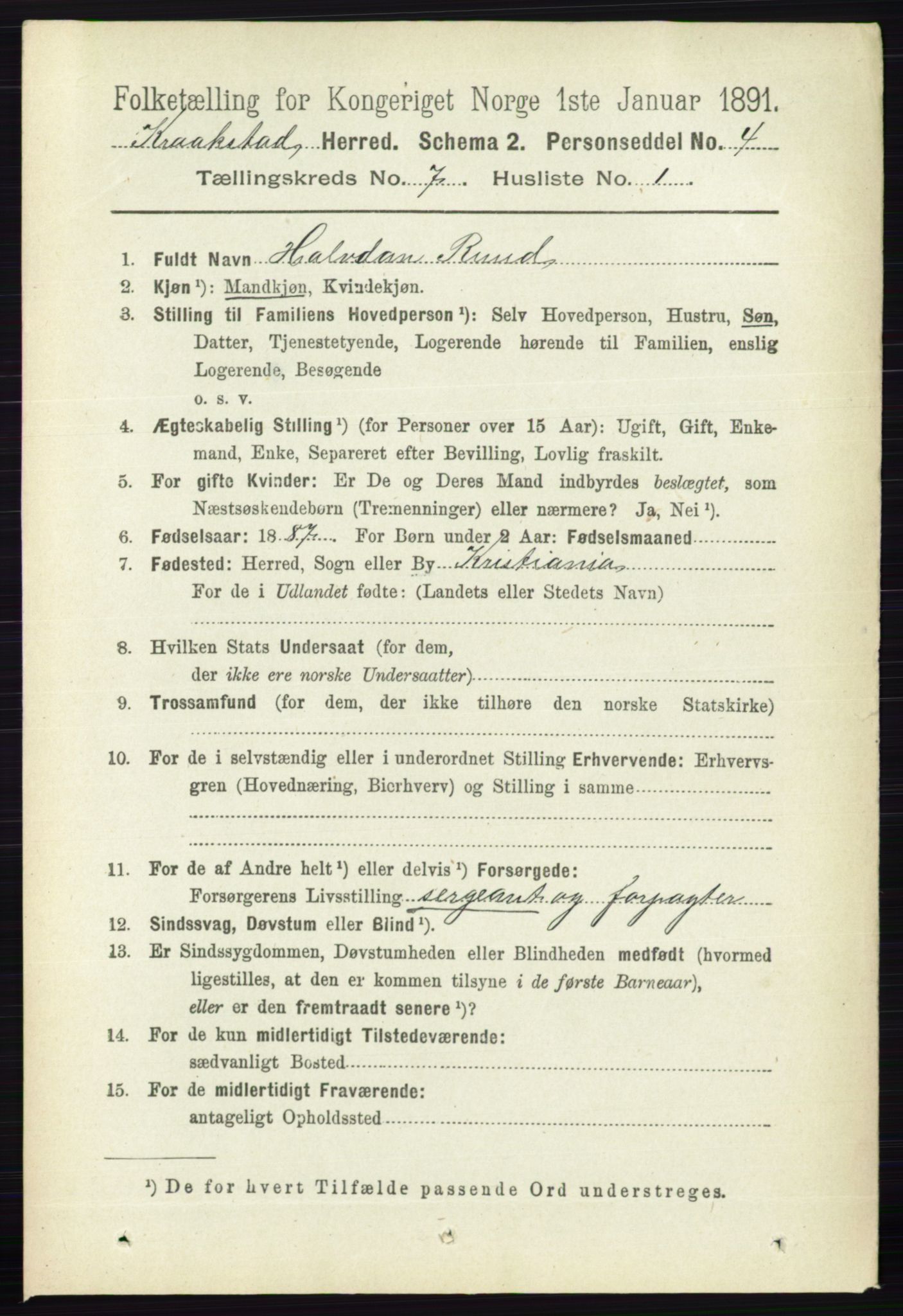 RA, 1891 census for 0212 Kråkstad, 1891, p. 3349