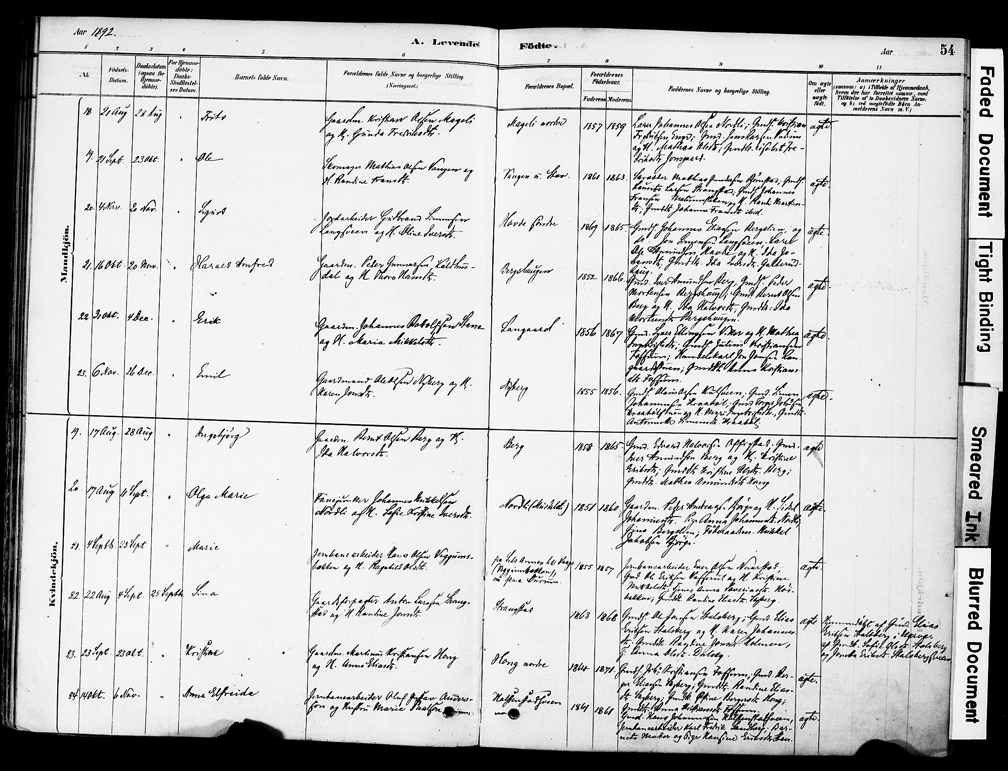 Øyer prestekontor, AV/SAH-PREST-084/H/Ha/Haa/L0009: Parish register (official) no. 9, 1878-1893, p. 54