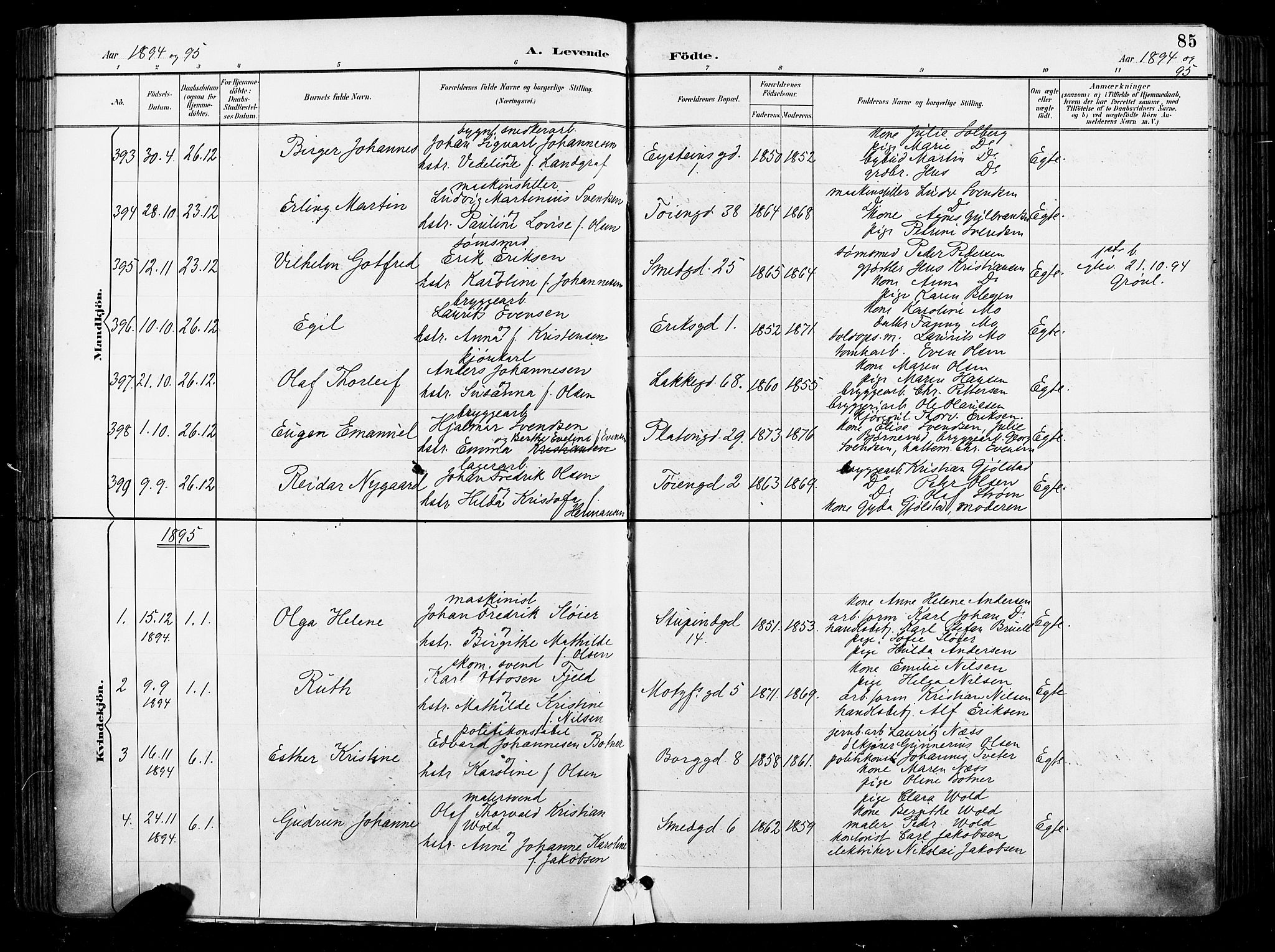 Grønland prestekontor Kirkebøker, SAO/A-10848/F/Fa/L0012: Parish register (official) no. 12, 1893-1900, p. 85