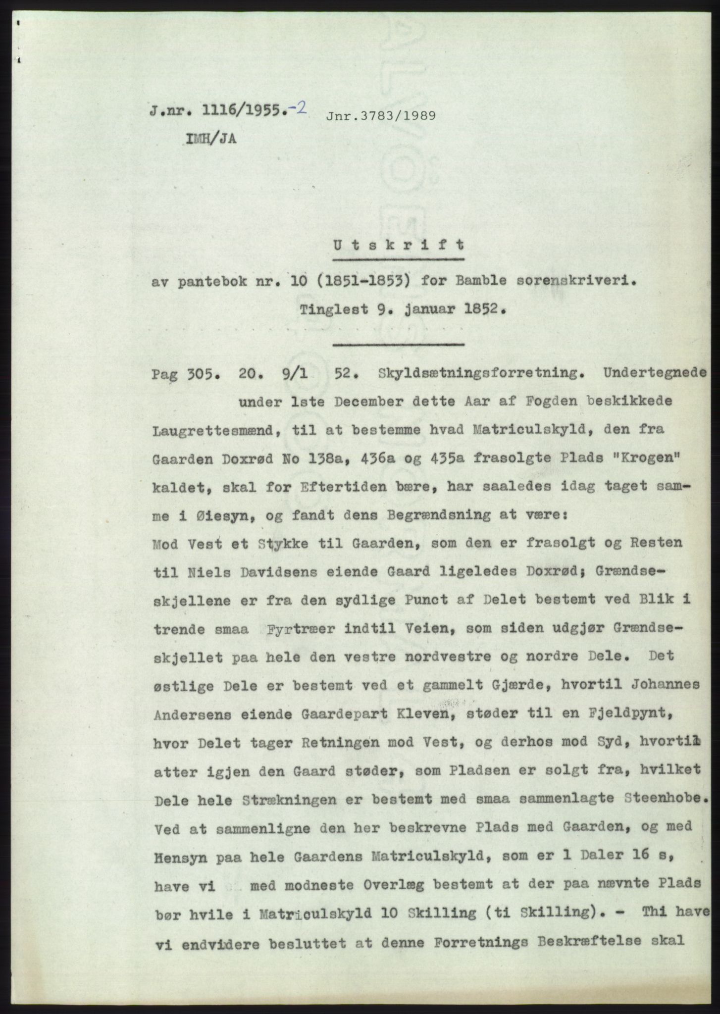 Statsarkivet i Kongsberg, AV/SAKO-A-0001/E/Ee/L0004: Avskrifter, SAO jnr. 802/1955 - 1192/1955, 1955, p. 382