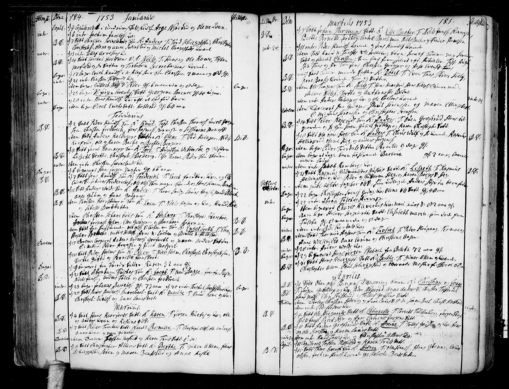 Botne kirkebøker, AV/SAKO-A-340/F/Fa/L0001a: Parish register (official) no. I 1A, 1707-1778, p. 184-185