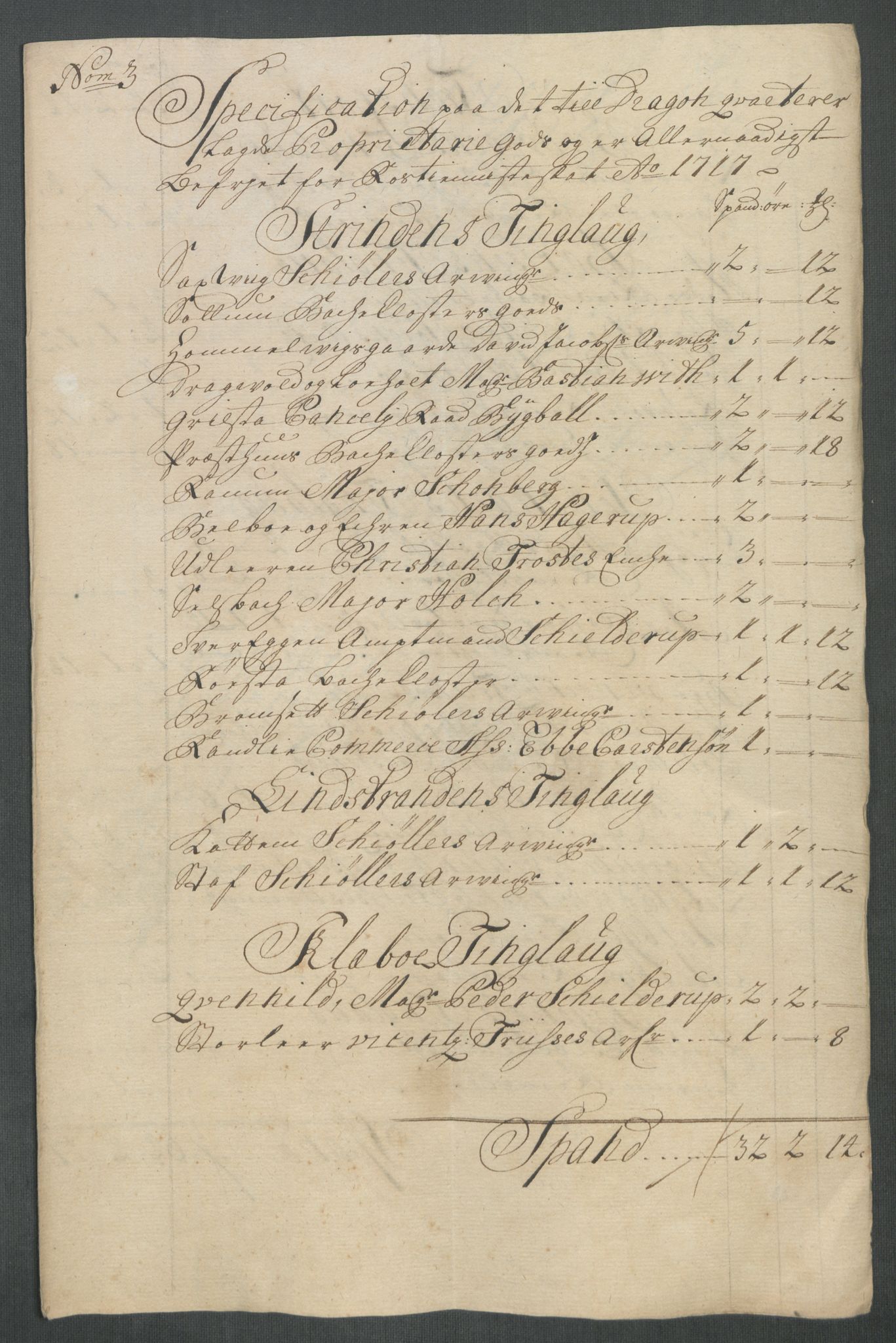 Rentekammeret inntil 1814, Reviderte regnskaper, Fogderegnskap, AV/RA-EA-4092/R61/L4116: Fogderegnskap Strinda og Selbu, 1717-1718, p. 70