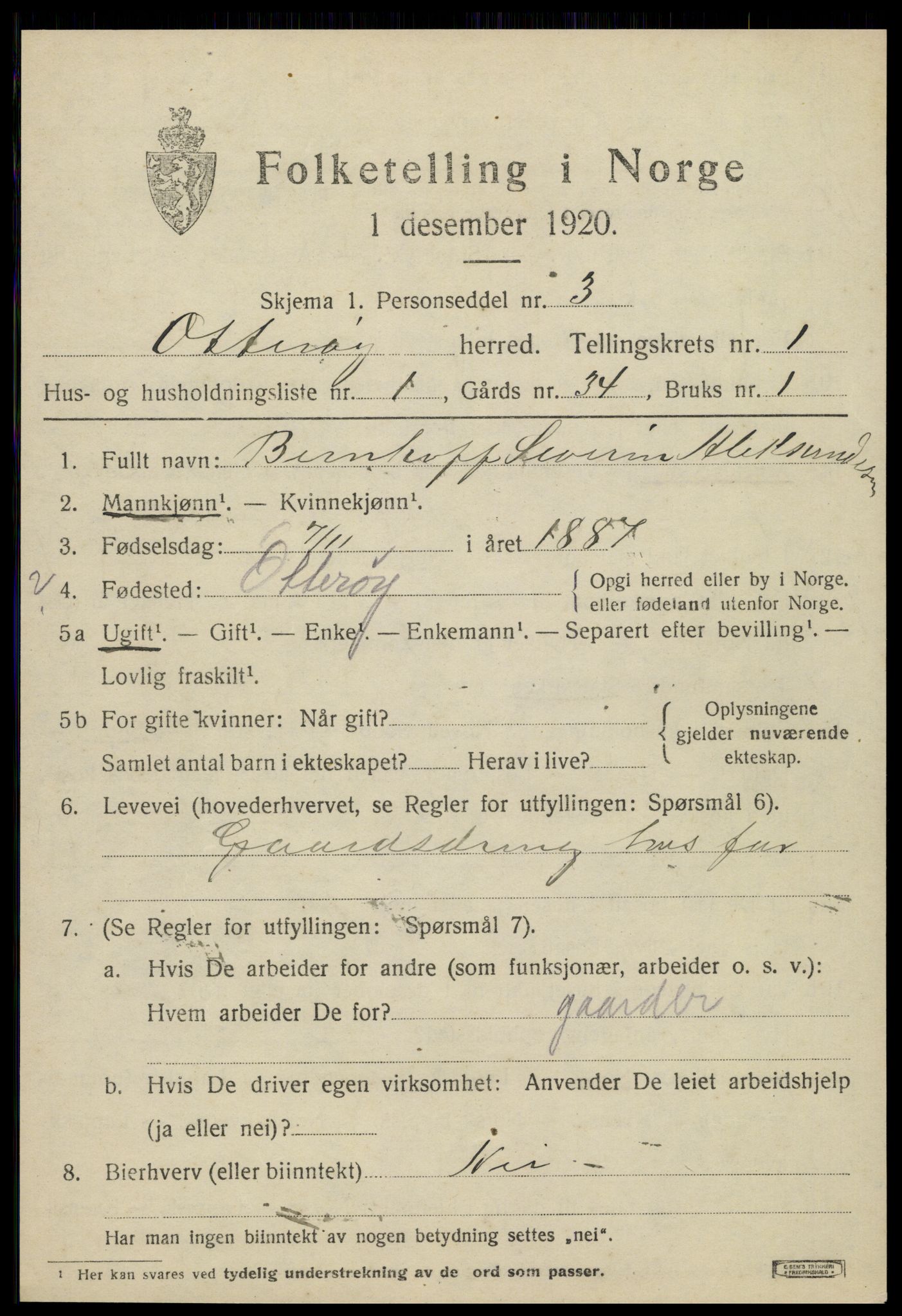 SAT, 1920 census for Otterøy, 1920, p. 619