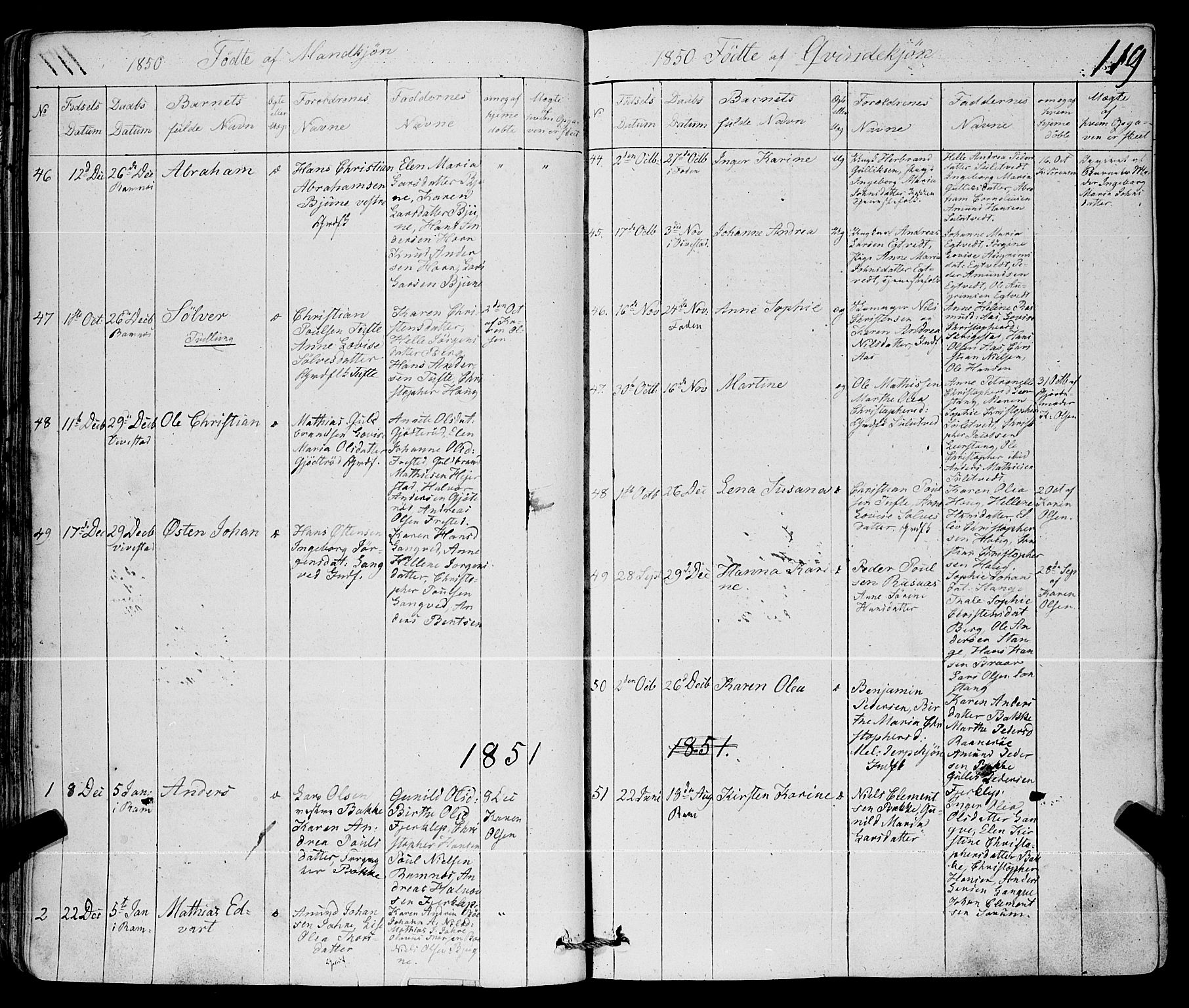 Ramnes kirkebøker, SAKO/A-314/F/Fa/L0005: Parish register (official) no. I 5, 1841-1861, p. 118-119
