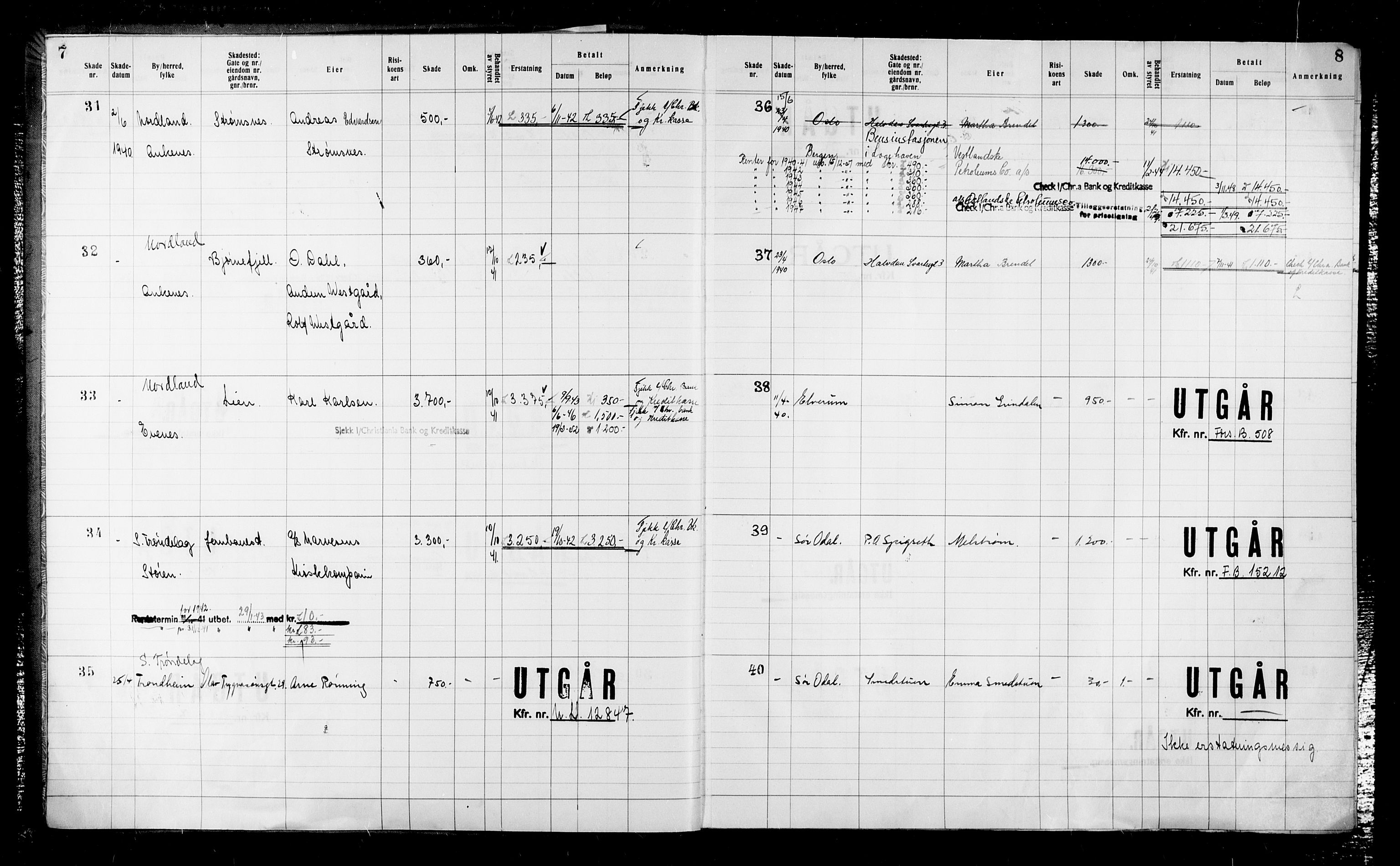 Krigsskadetrygdene for bygninger og løsøre, RA/S-1548/V/L0043: Bygning, ikke trygdet., 1940-1945, p. 7-8