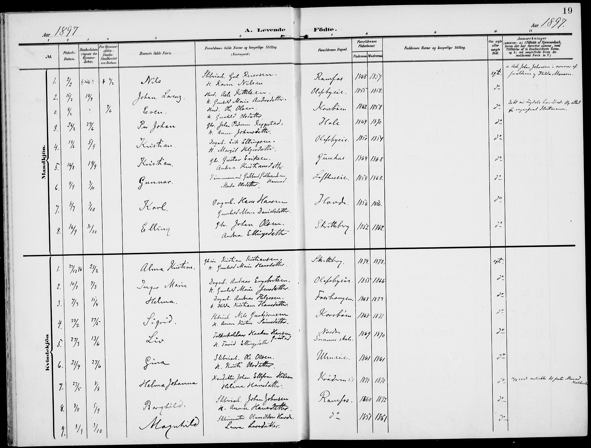 Modum kirkebøker, SAKO/A-234/F/Fa/L0019: Parish register (official) no. 19, 1890-1914, p. 19
