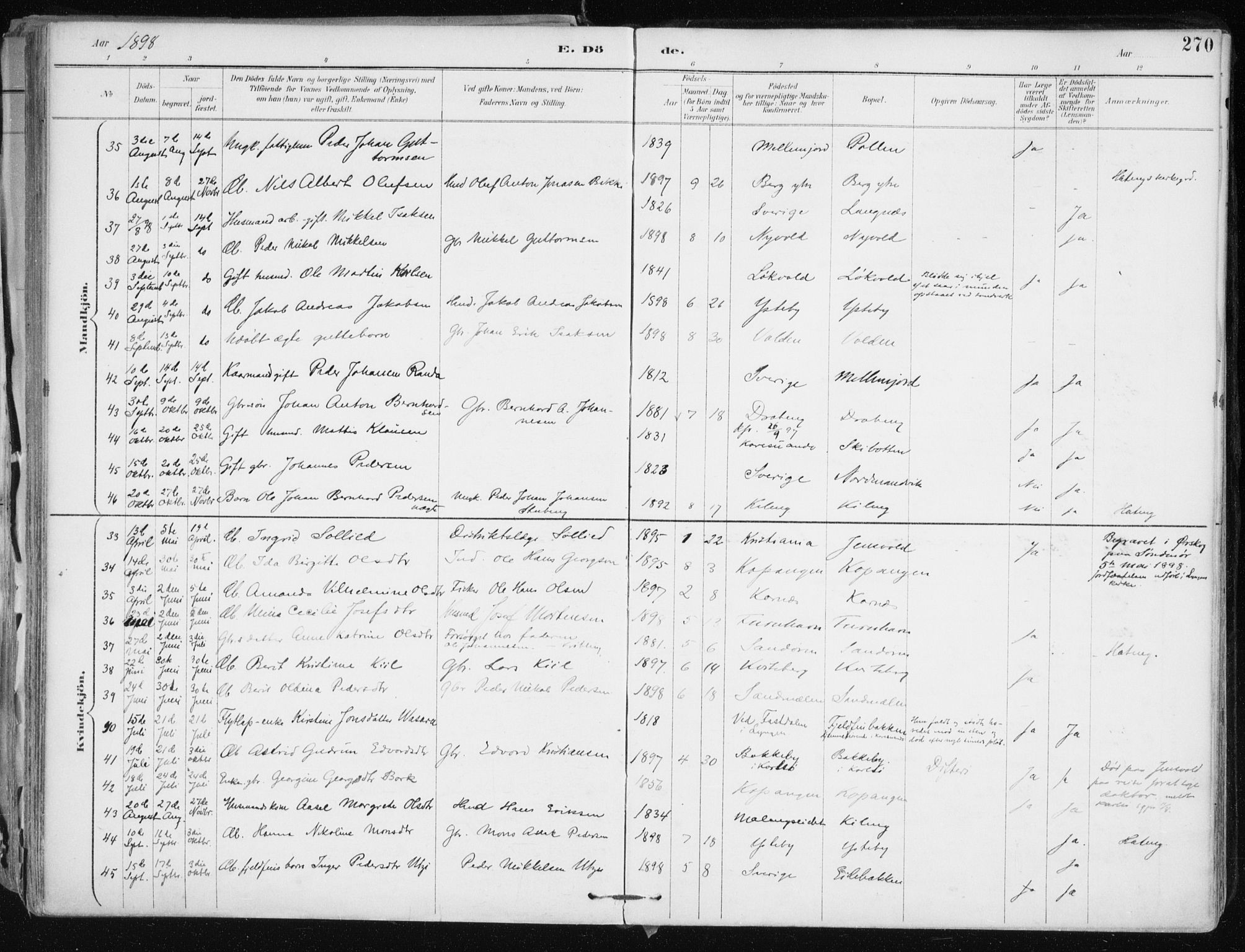 Lyngen sokneprestembete, AV/SATØ-S-1289/H/He/Hea/L0008kirke: Parish register (official) no. 8, 1891-1902, p. 270