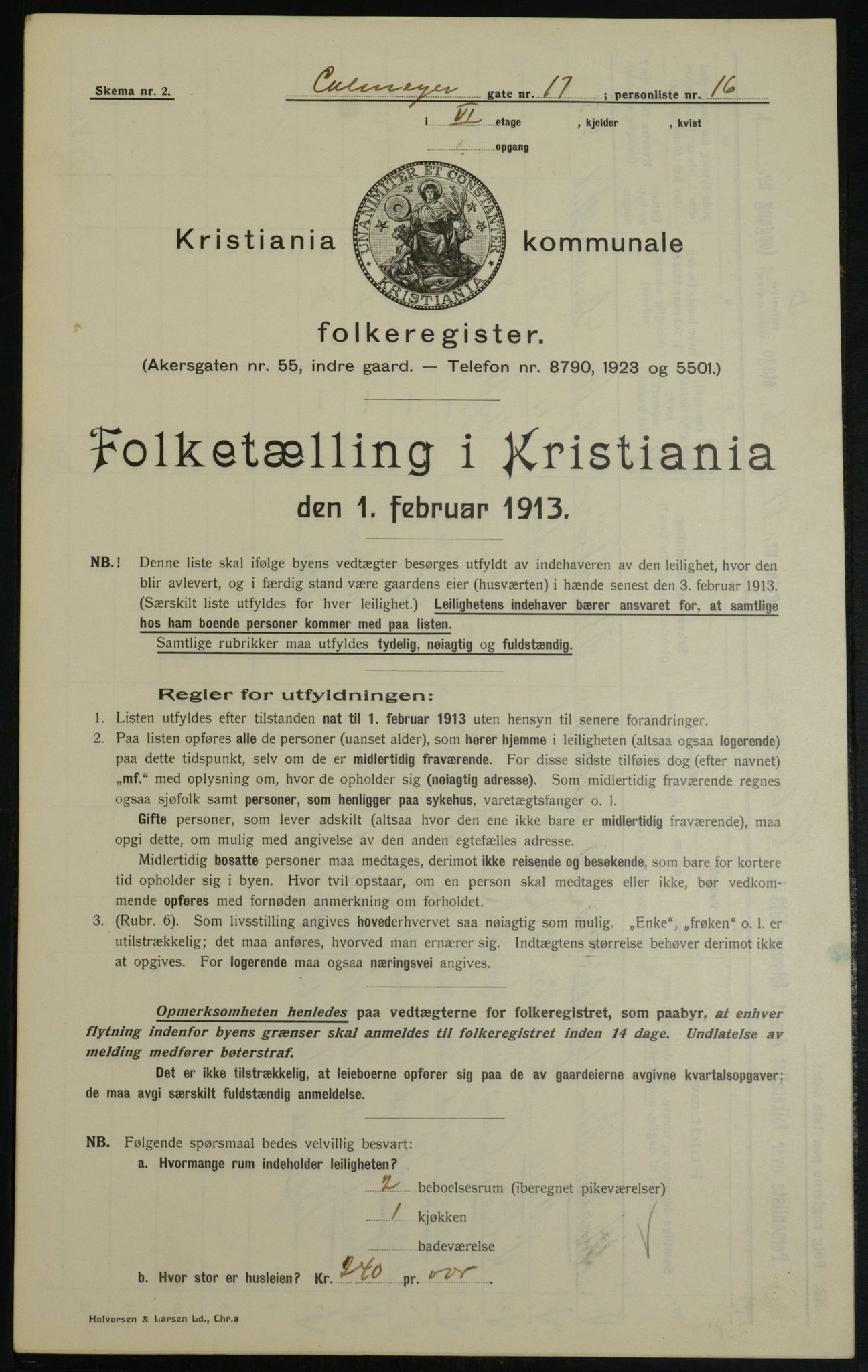 OBA, Municipal Census 1913 for Kristiania, 1913, p. 11568