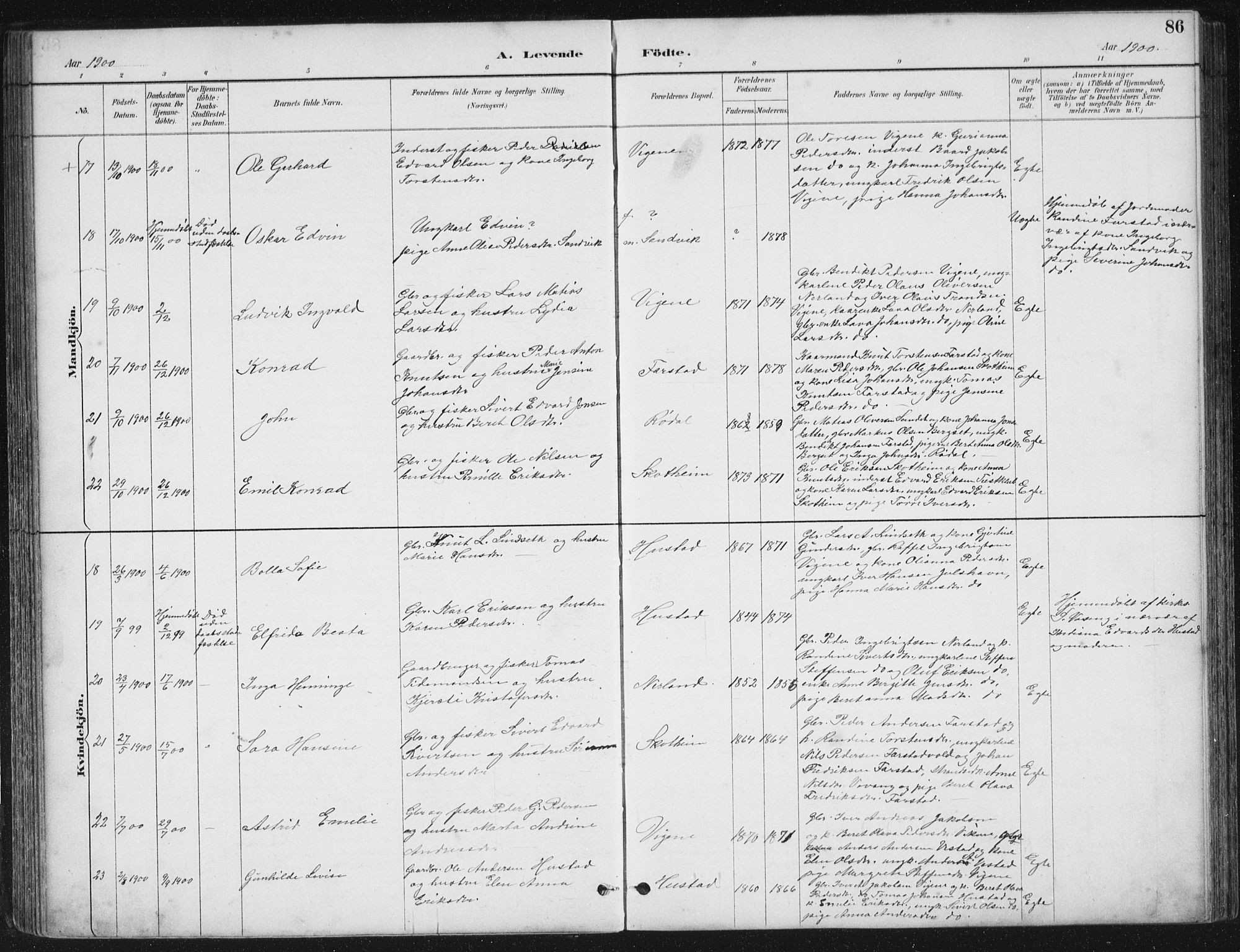 Ministerialprotokoller, klokkerbøker og fødselsregistre - Møre og Romsdal, AV/SAT-A-1454/567/L0783: Parish register (copy) no. 567C03, 1887-1903, p. 86