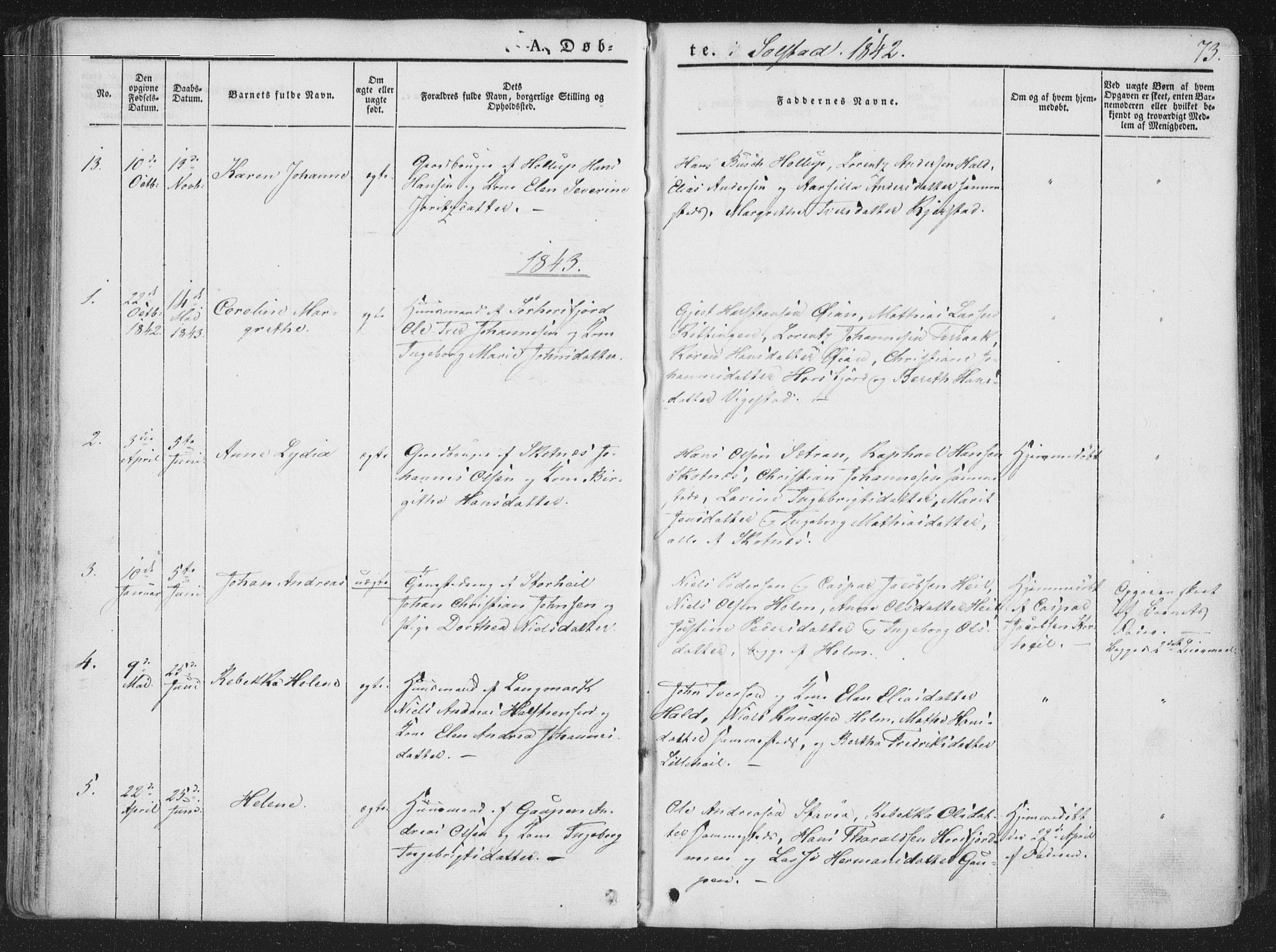 Ministerialprotokoller, klokkerbøker og fødselsregistre - Nordland, AV/SAT-A-1459/810/L0145: Parish register (official) no. 810A07 /2, 1841-1862, p. 73