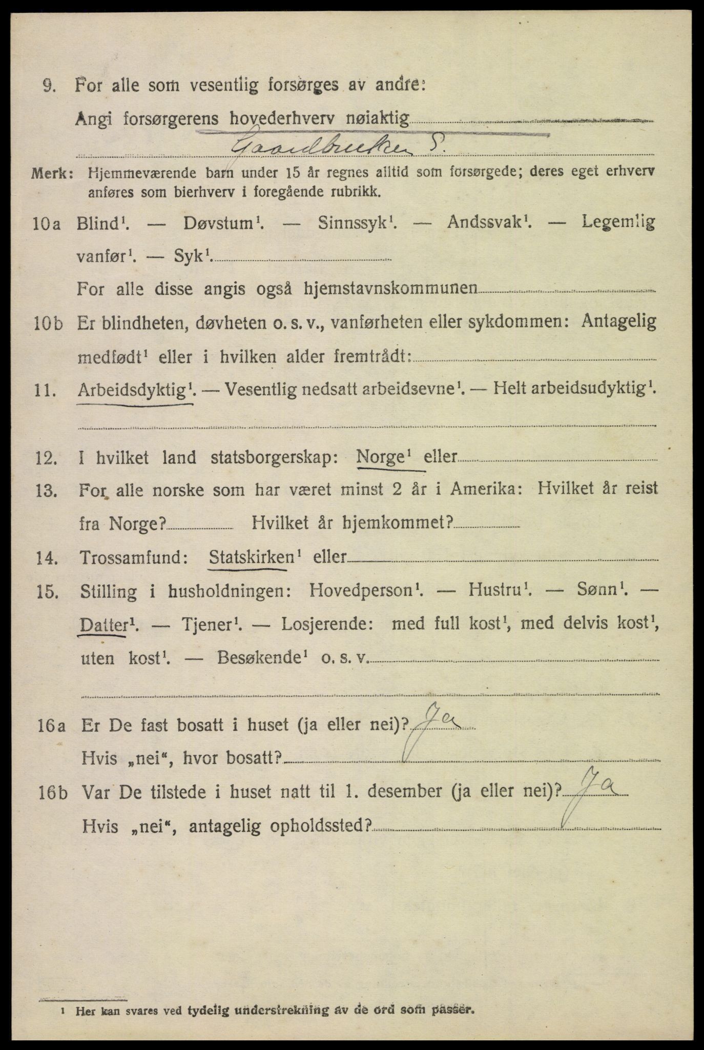 SAH, 1920 census for Eina, 1920, p. 2927