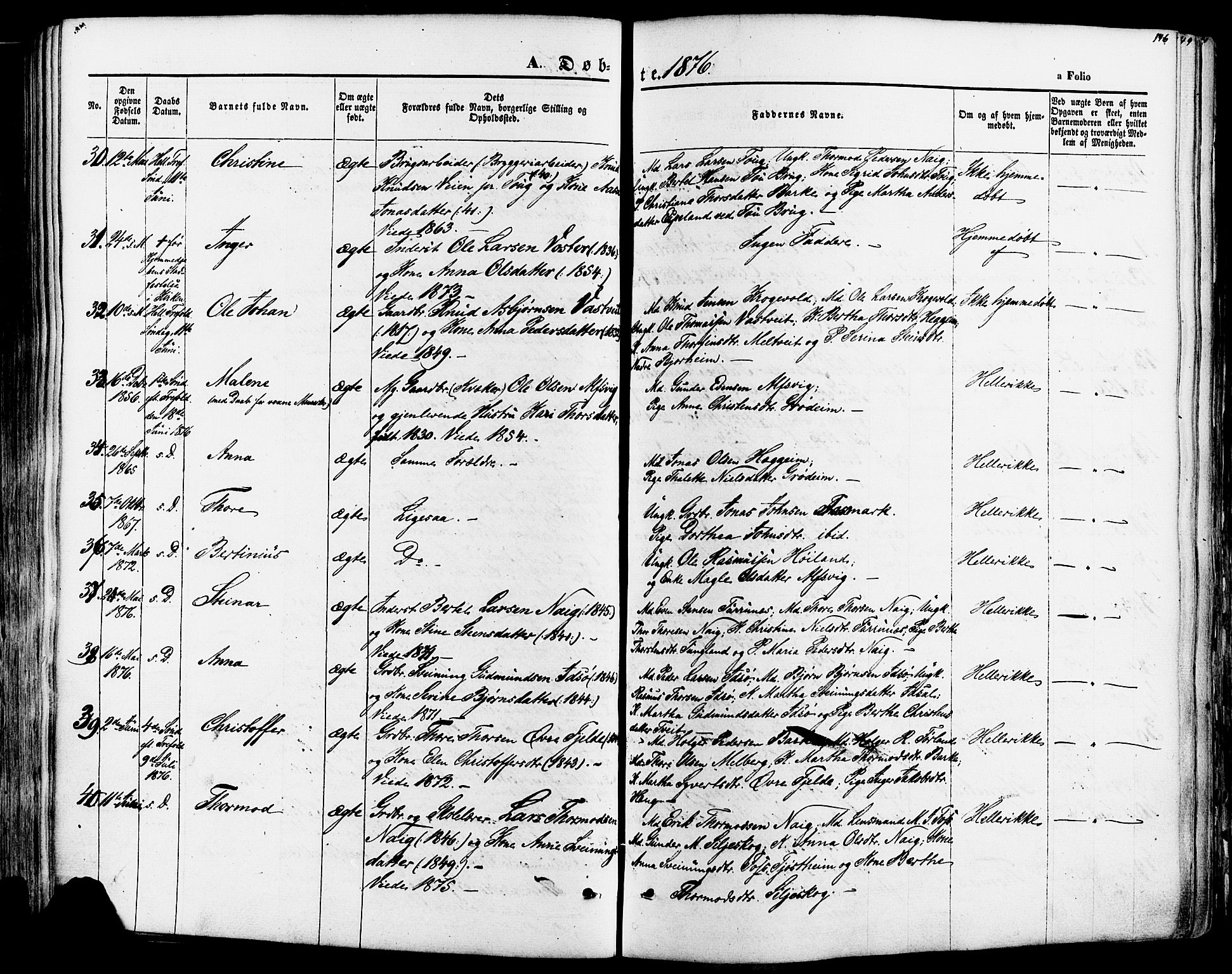 Strand sokneprestkontor, AV/SAST-A-101828/H/Ha/Haa/L0007: Parish register (official) no. A 7, 1855-1881, p. 146