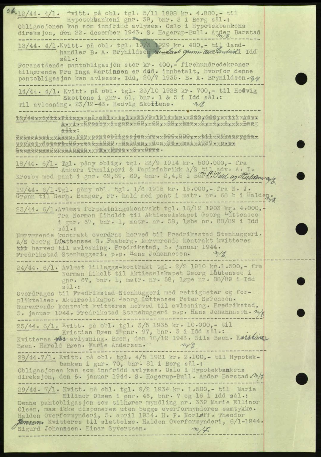 Idd og Marker sorenskriveri, AV/SAO-A-10283/G/Gb/Gbc/L0002: Mortgage book no. B4-9a, 1939-1945, Diary no: : 12/1944