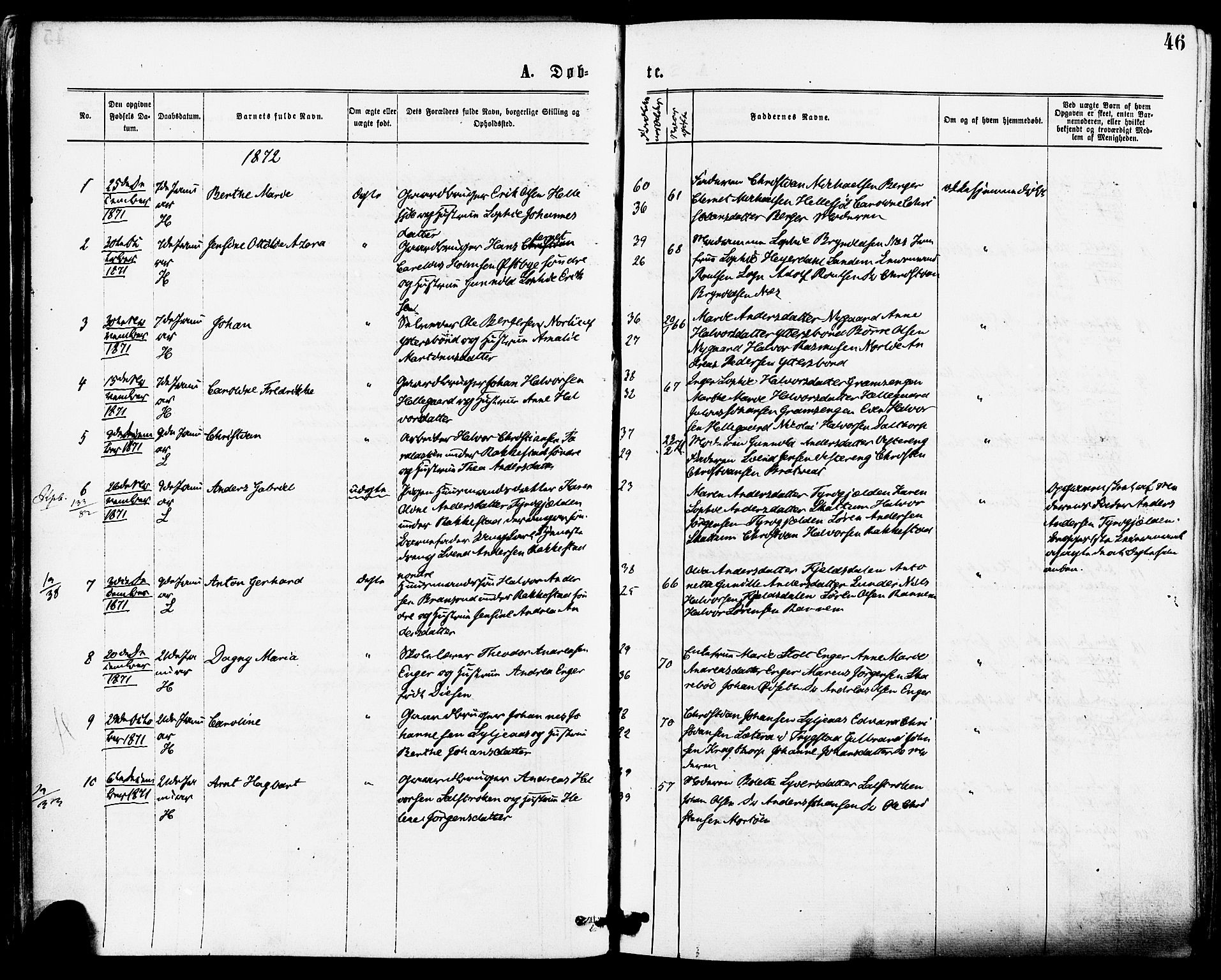 Høland prestekontor Kirkebøker, AV/SAO-A-10346a/F/Fa/L0012.a: Parish register (official) no. I 12A, 1869-1879, p. 46