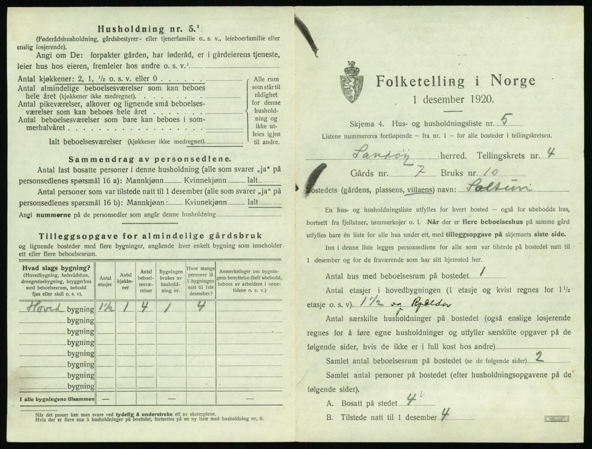 SAT, 1920 census for Sandøy, 1920, p. 176