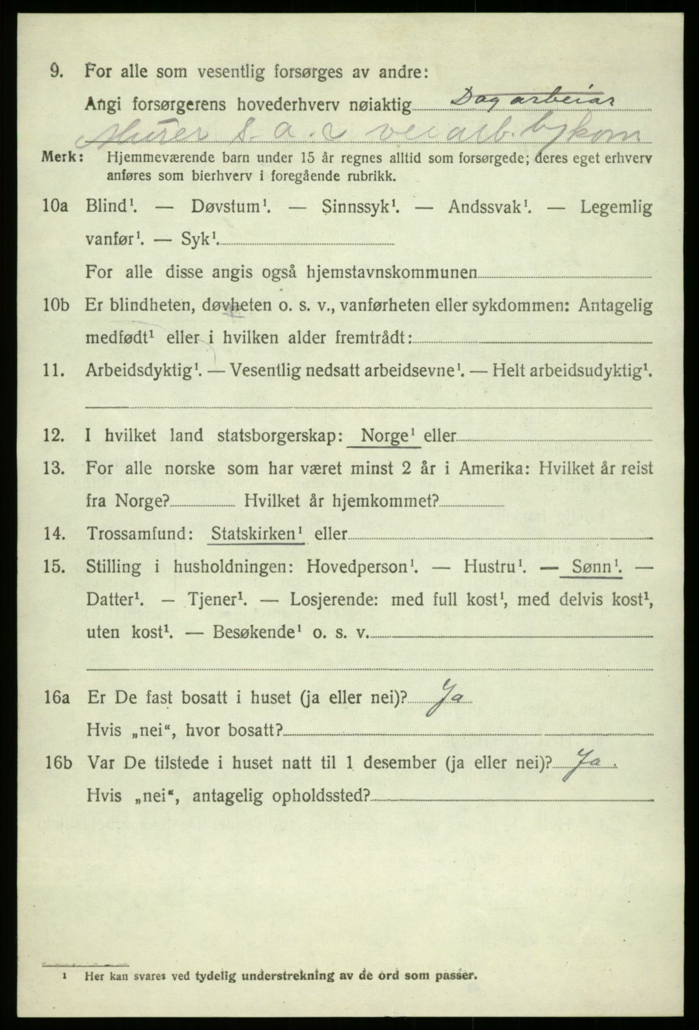 SAB, 1920 census for Kvam, 1920, p. 3780