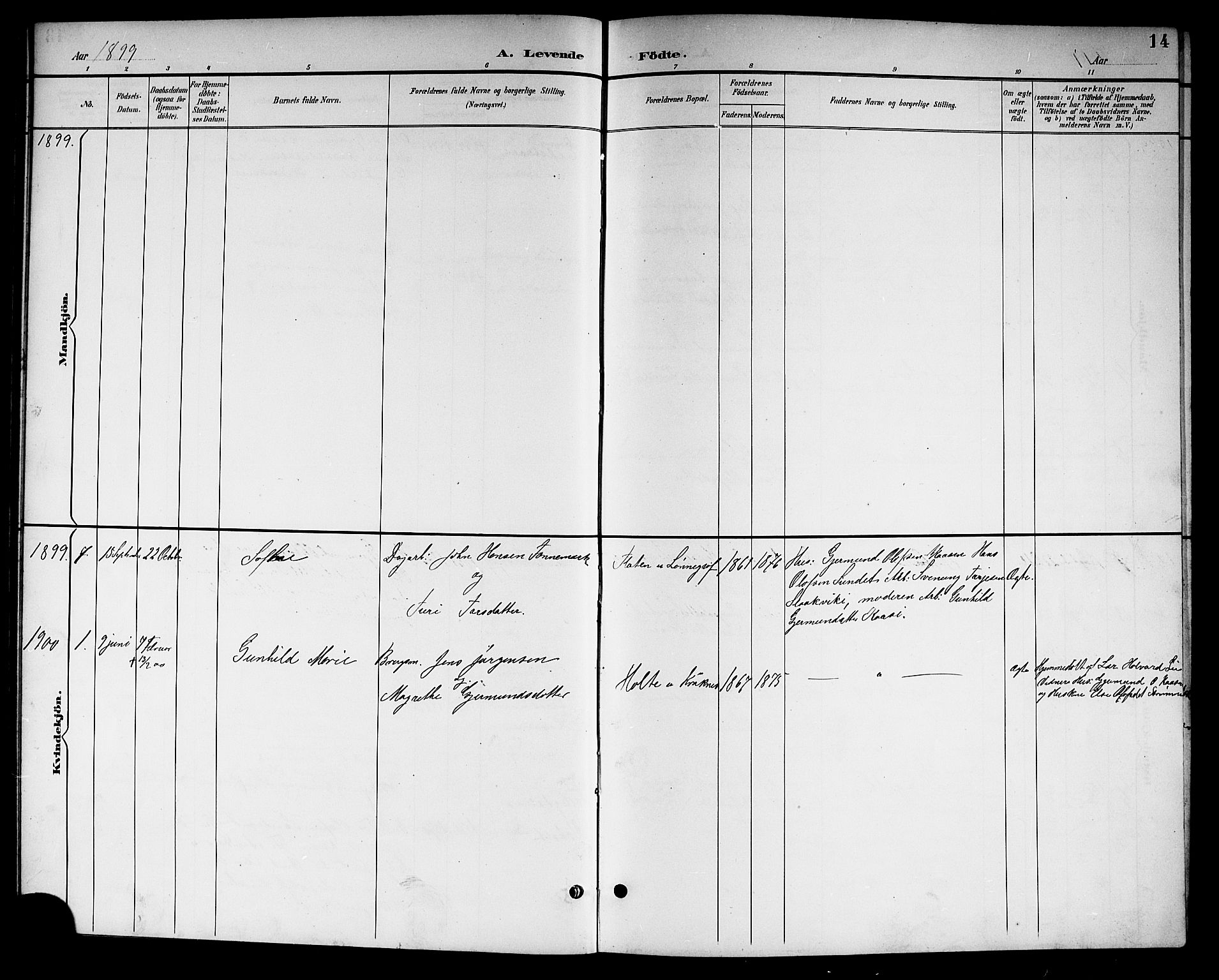 Kviteseid kirkebøker, SAKO/A-276/G/Gc/L0001: Parish register (copy) no. III 1, 1893-1916, p. 14