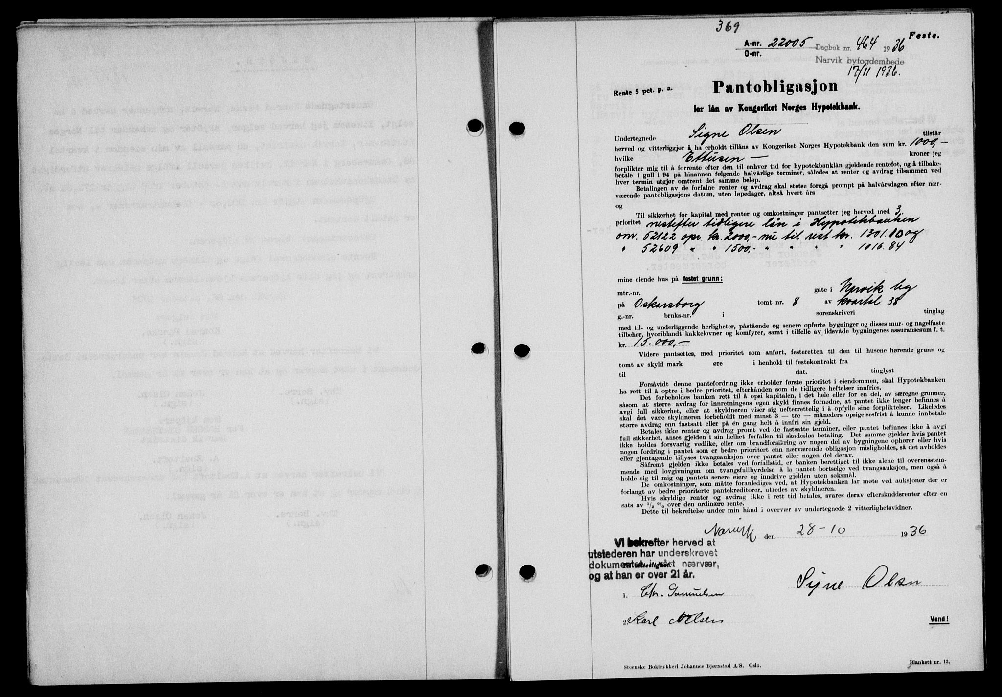 Narvik sorenskriveri, SAT/A-0002/1/2/2C/2Ca/L0011: Mortgage book no. 14, 1935-1937, Deed date: 17.11.1936